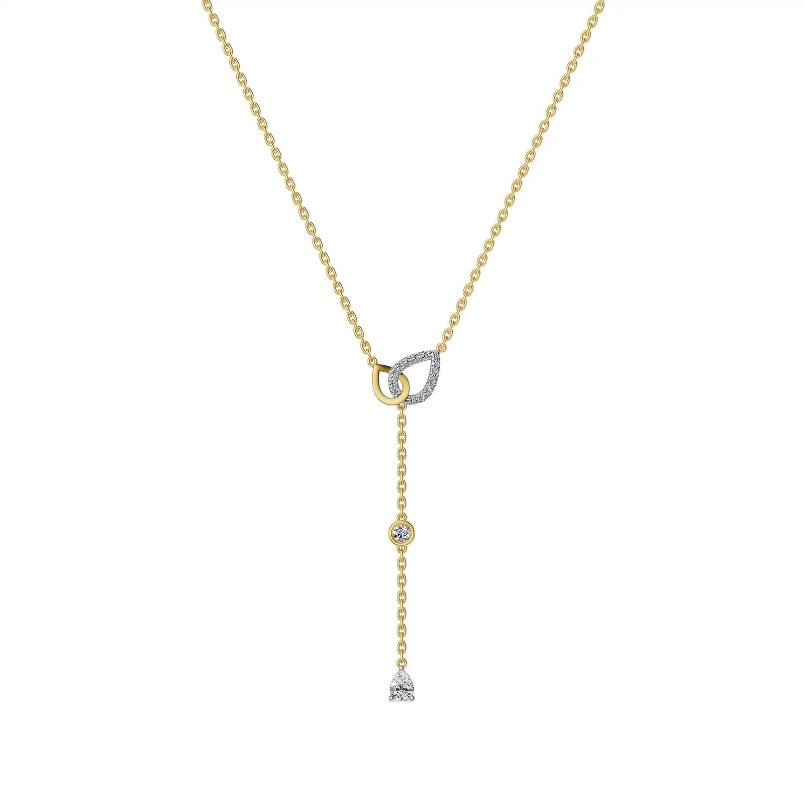 Serene Cascade Pear Lab Grown Diamond Necklace
Front View