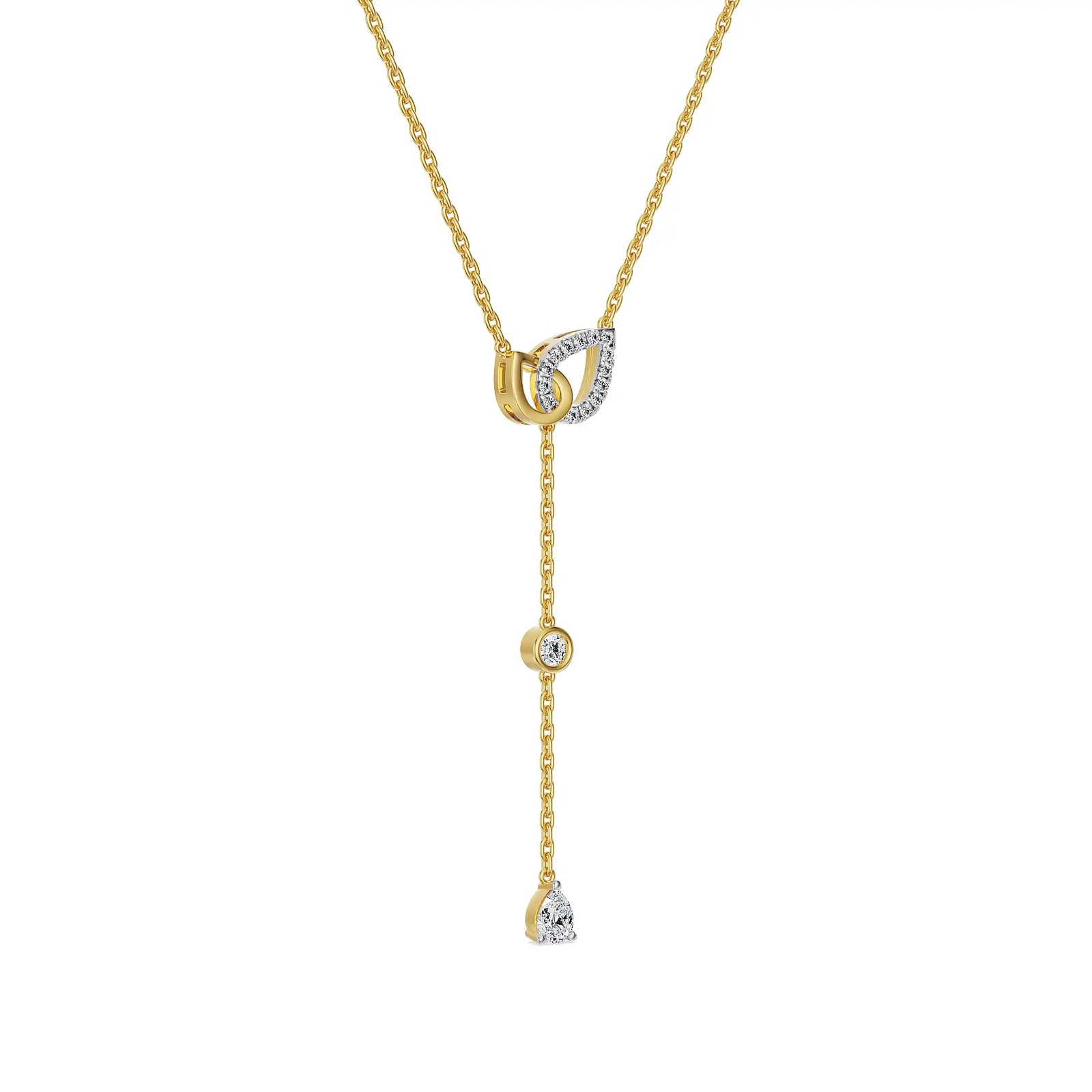 Serene Cascade Pear Lab Grown Diamond Necklace
Side View