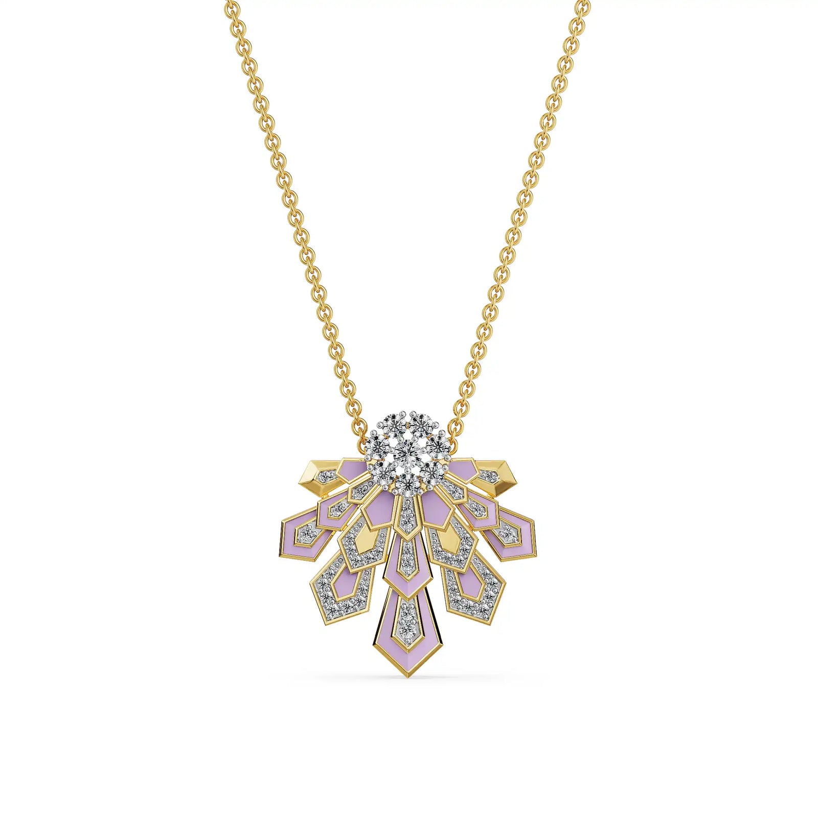 Lavender Cascade Lab Grown Diamond Necklace - front view