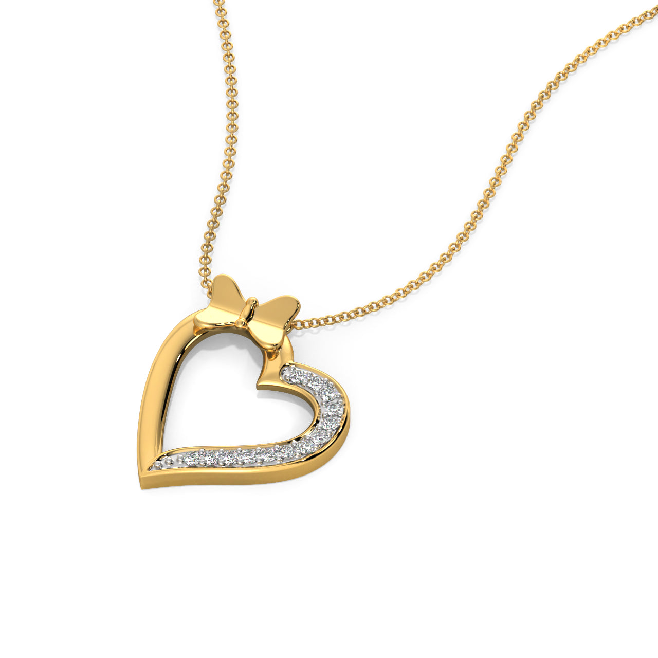 Bow of Love Diamond Necklace Side view