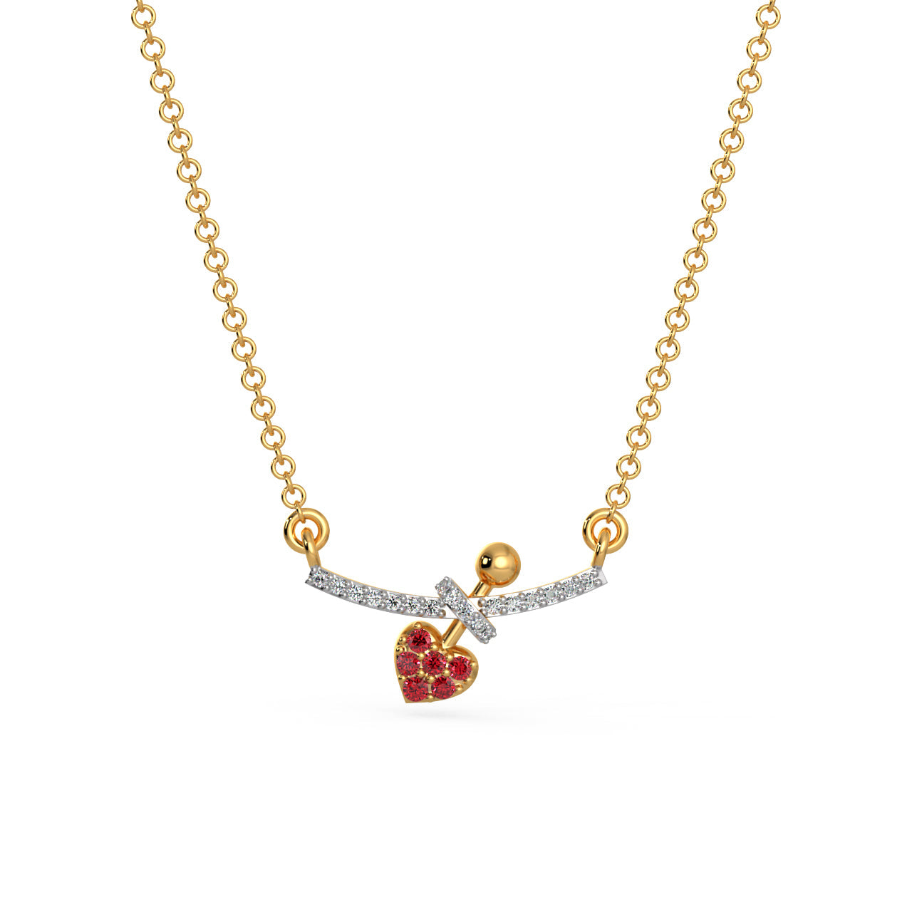 Love Struck Diamond Heart Necklace Front View