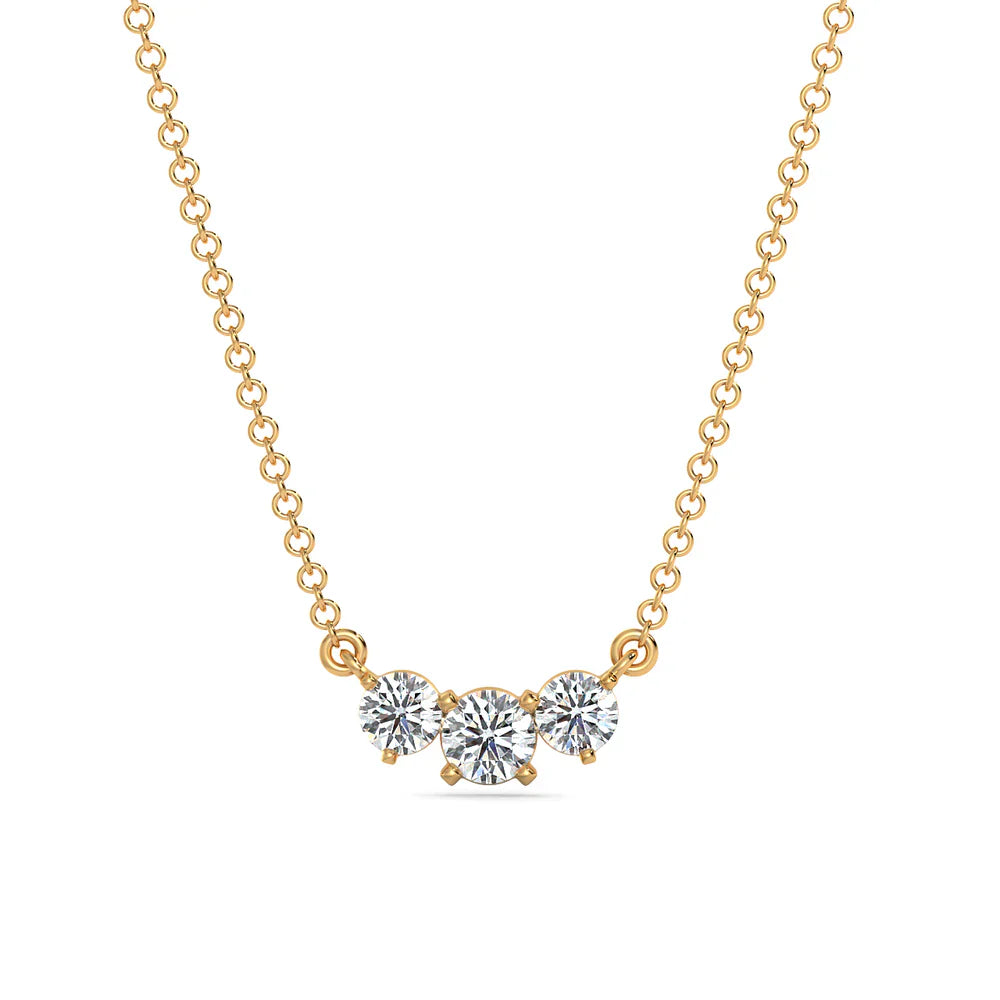 Triple Solitaire Diamond Necklace 9KT