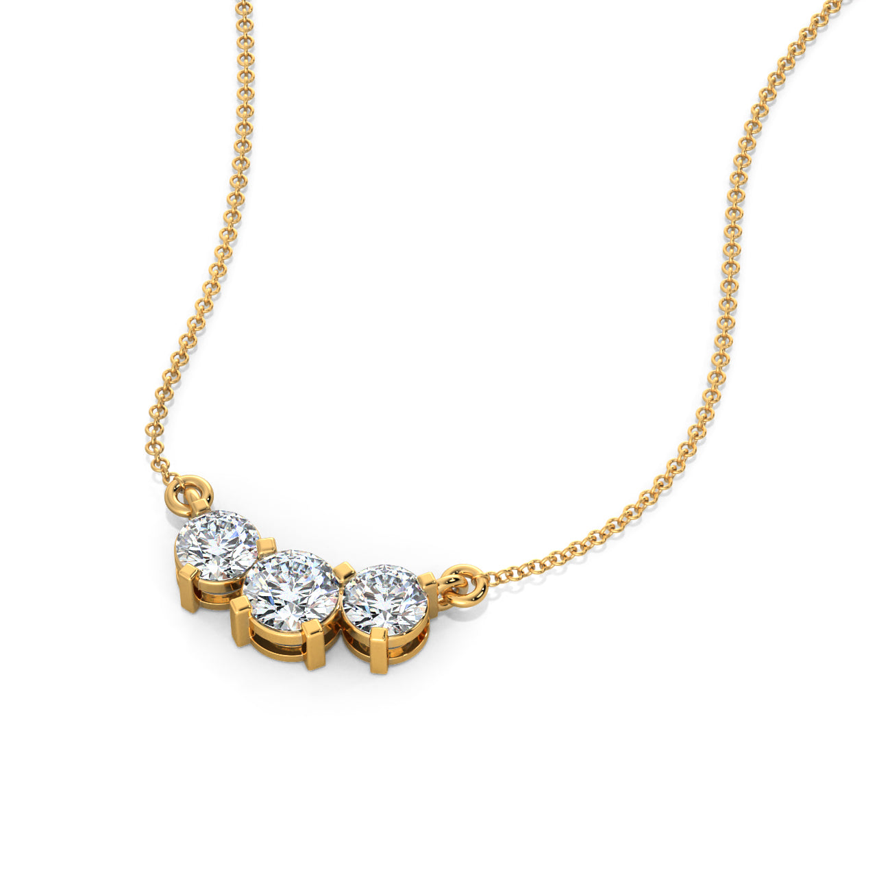 Triple Solitaire Diamond Necklace 9KT