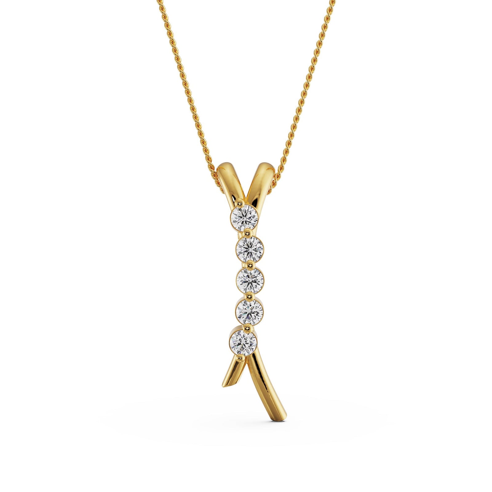 Five Stone Diamond Pendant Front View in 9KT