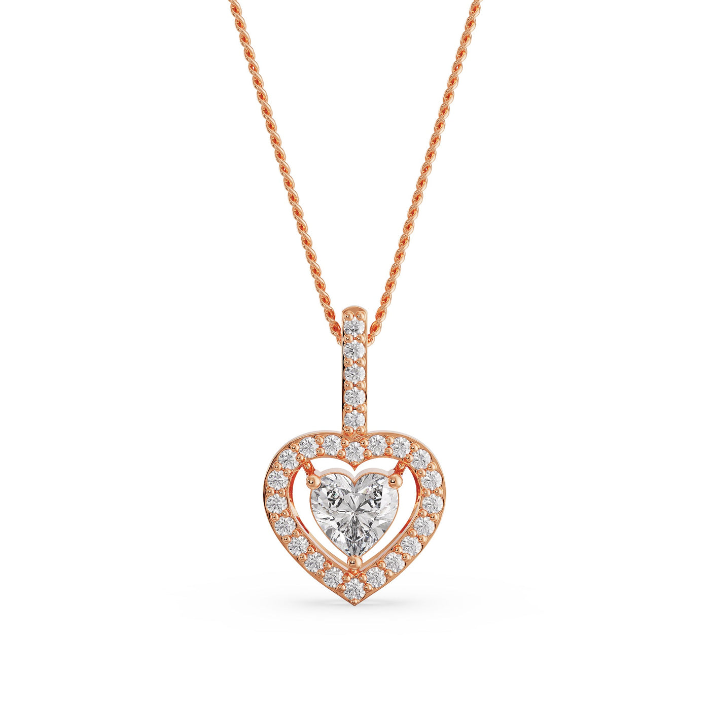 Heart in Heart Lab Grown Diamond Pendant