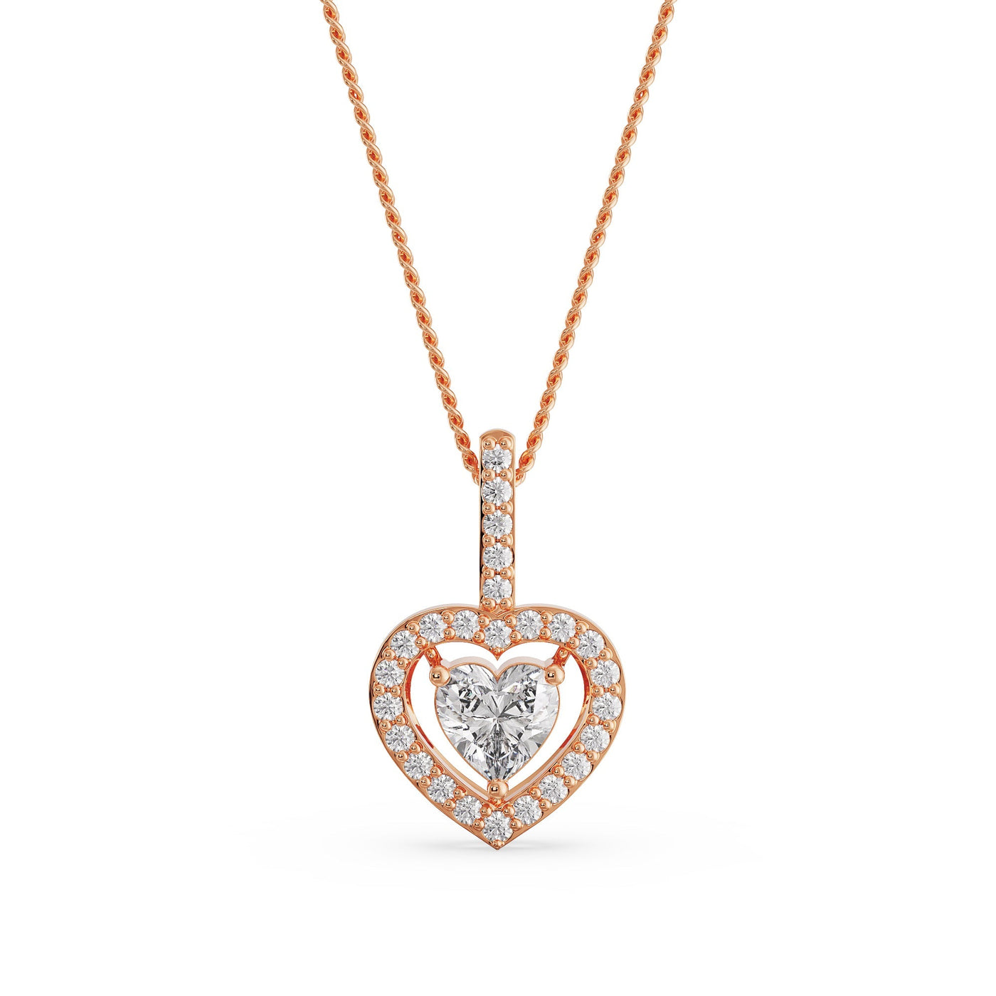 Heart in Heart Lab Grown Diamond Pendant 9KT