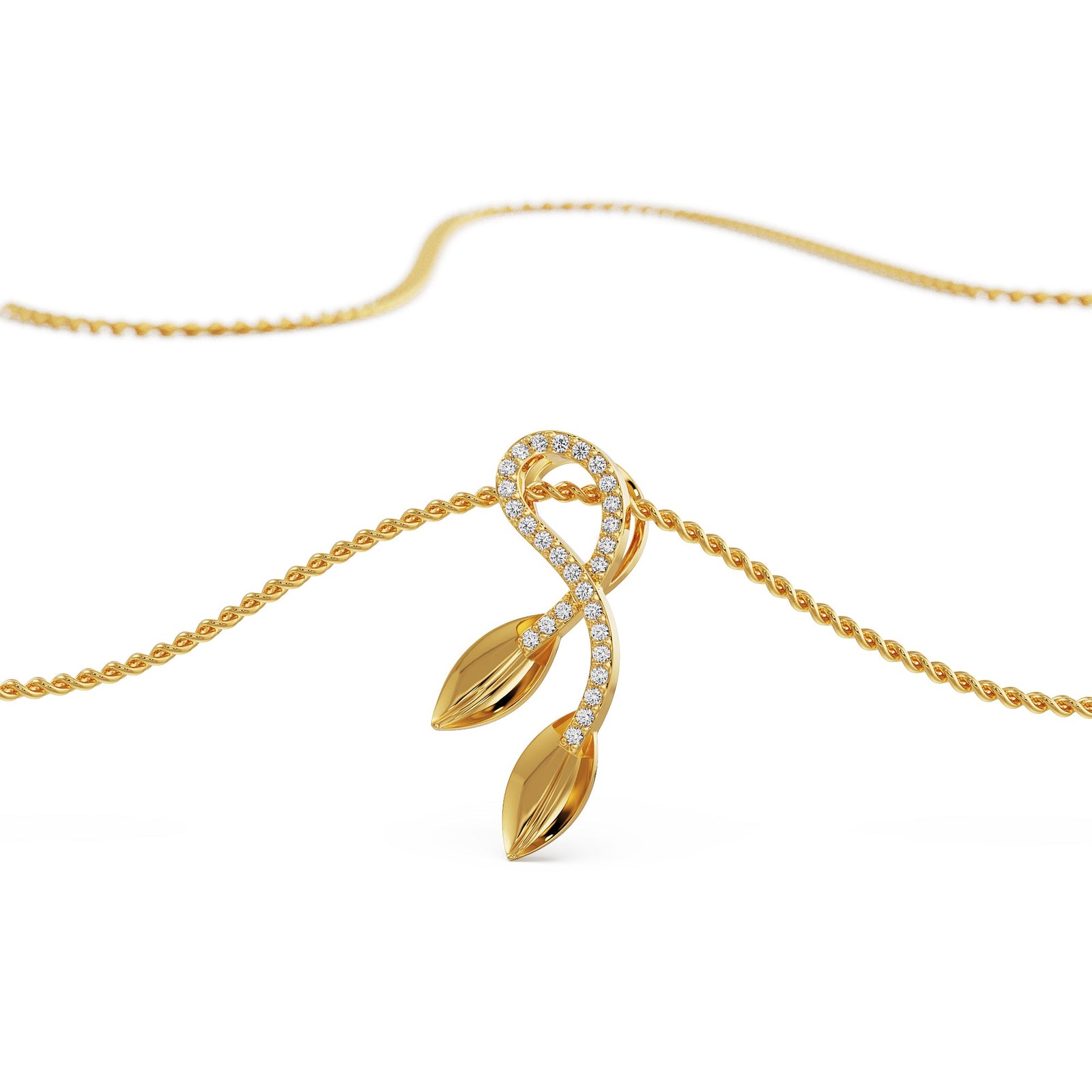 Diamond Leaf Fusion Pendant Prospective view