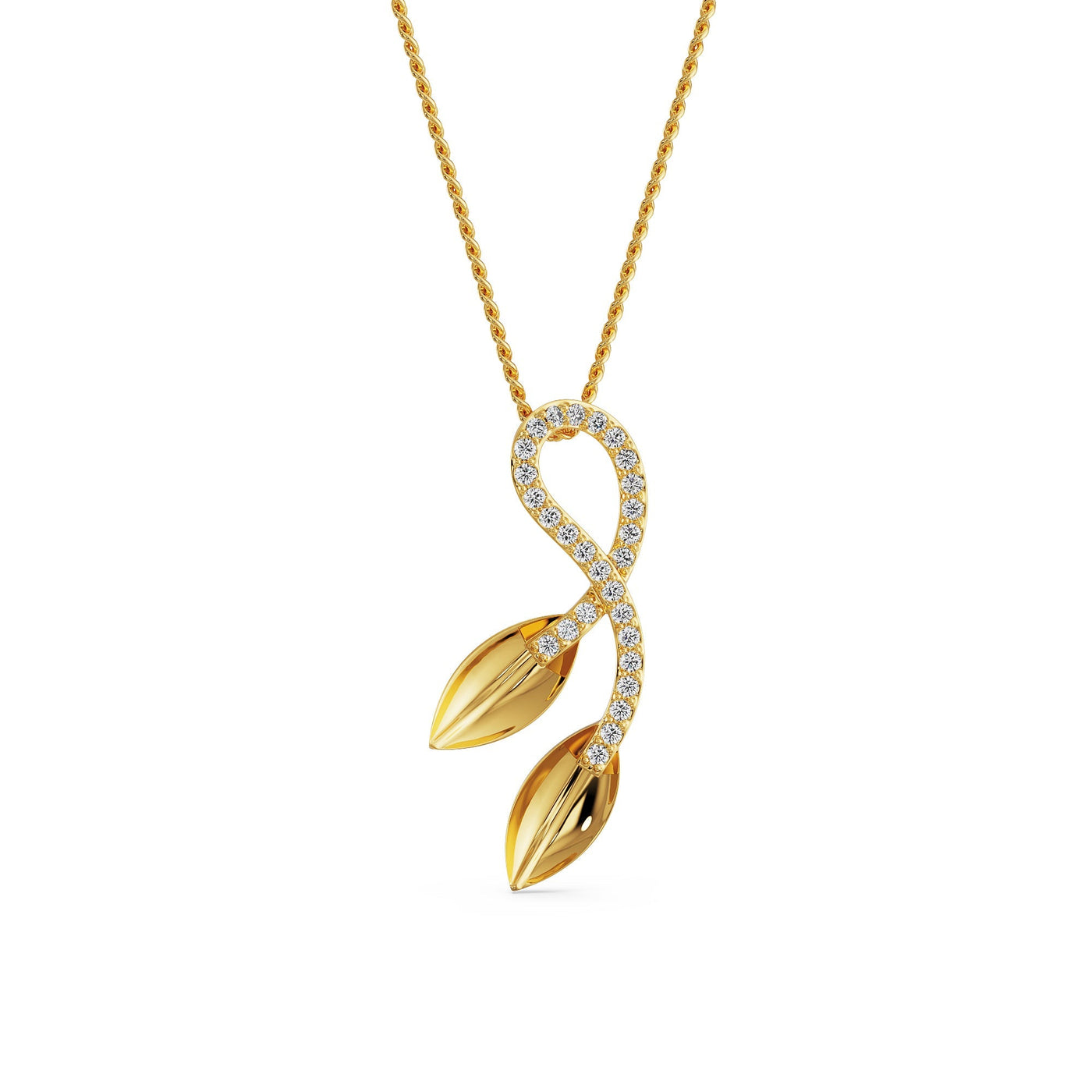 Lab Grown Diamond Leaf Fusion Pendant 9KT
