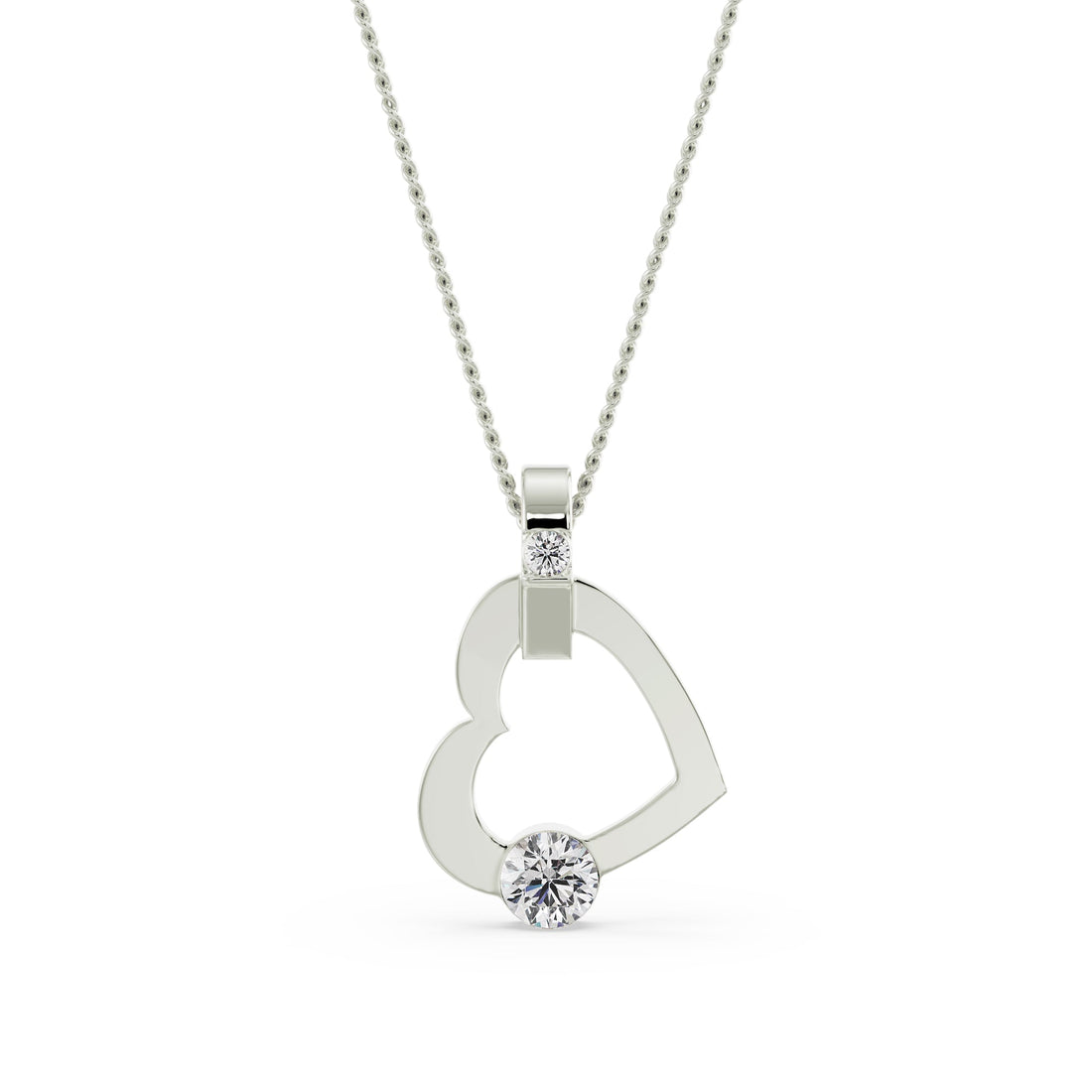 Tilted Lab Grown Diamond Heart Pendant