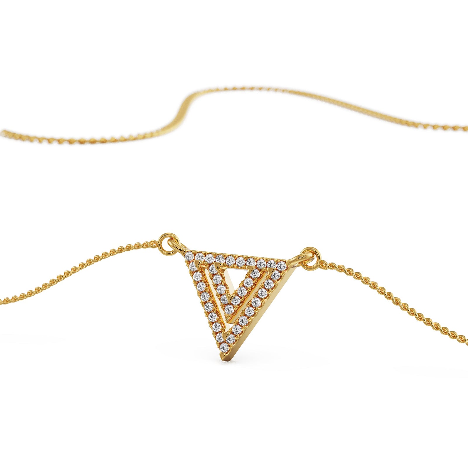 Inverted Triangle Diamond Necklace Prospective View