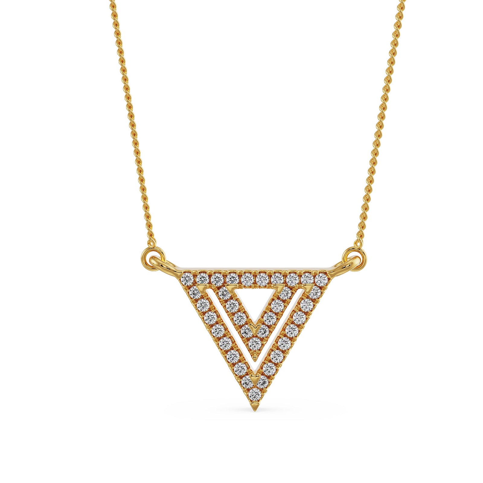 Inverted Triangle Diamond Necklace Front view