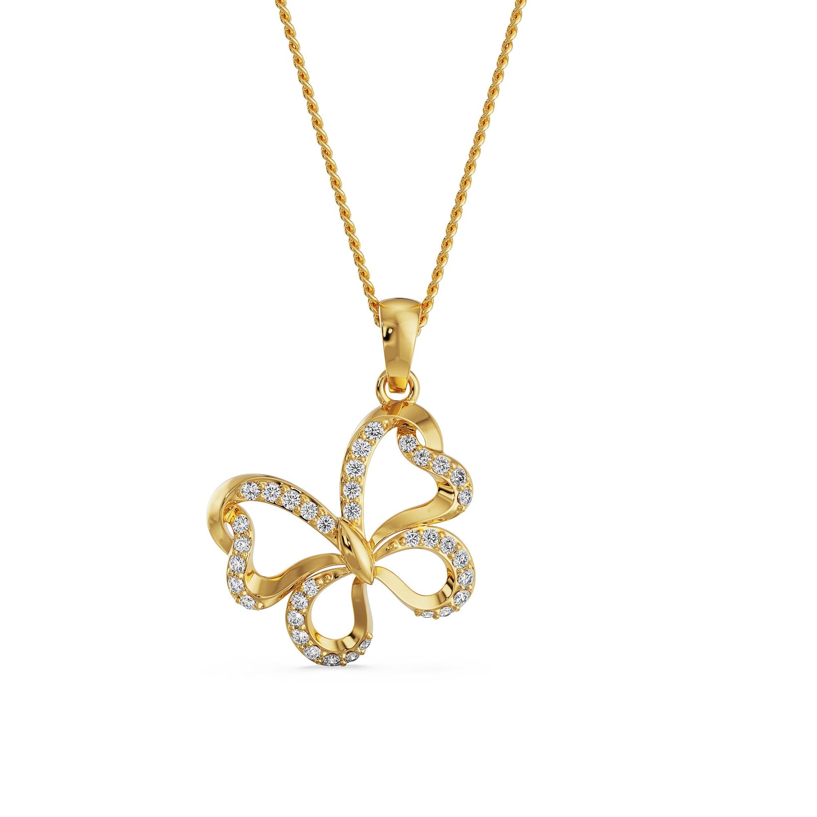 Whimsical Butterfly Diamond Pendant Front view