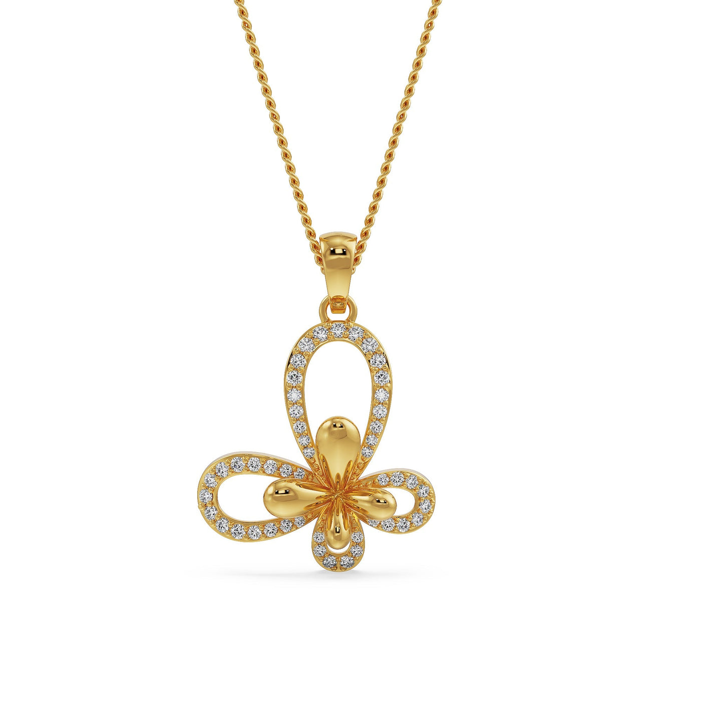Floral Butterfly Lab Grown Diamond Pendant 9KT