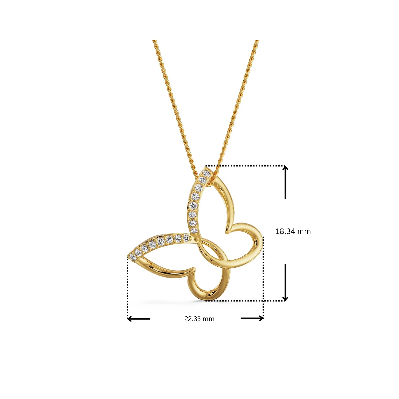 Minimalist Butterfly Lab Grown Diamond Pendant 9KT