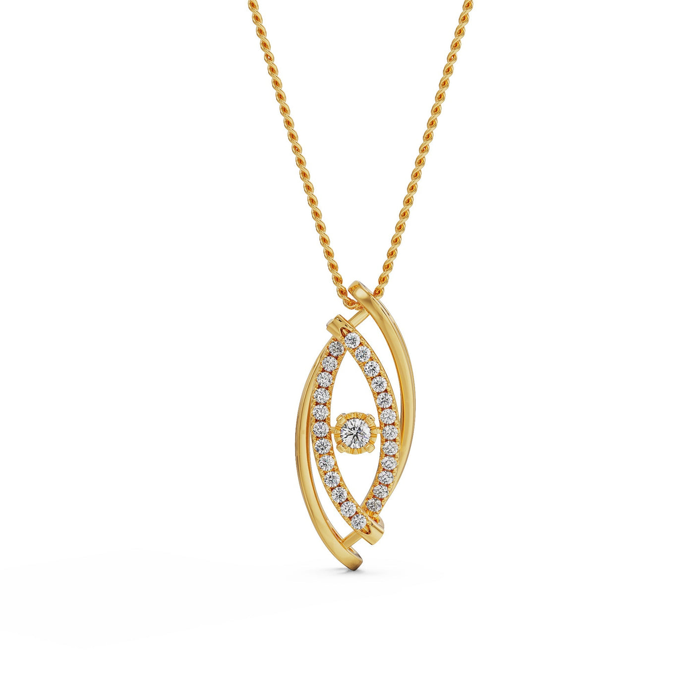 Classic Evil Eye Lab Grown Diamond Pendant 9KT