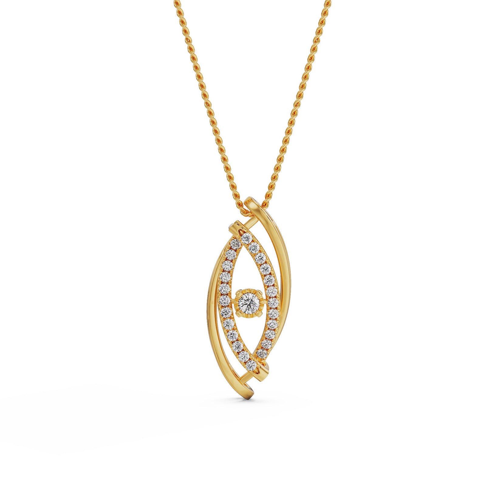Classic Evil Eye Diamond Pendant Front view