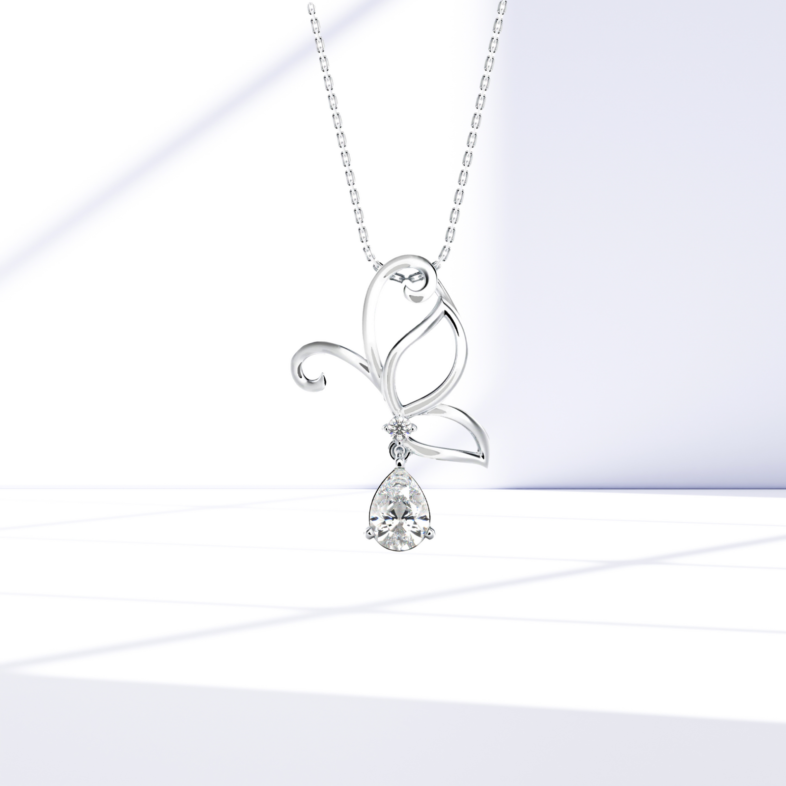 Half Winged Lab Grown Diamond Drop Pendant_in-stock