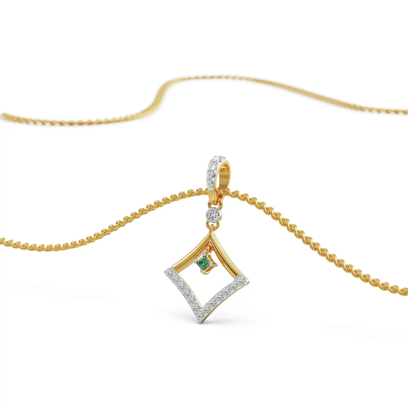 Elegant Emerald Lab Grown Diamond Pendant_in-stock