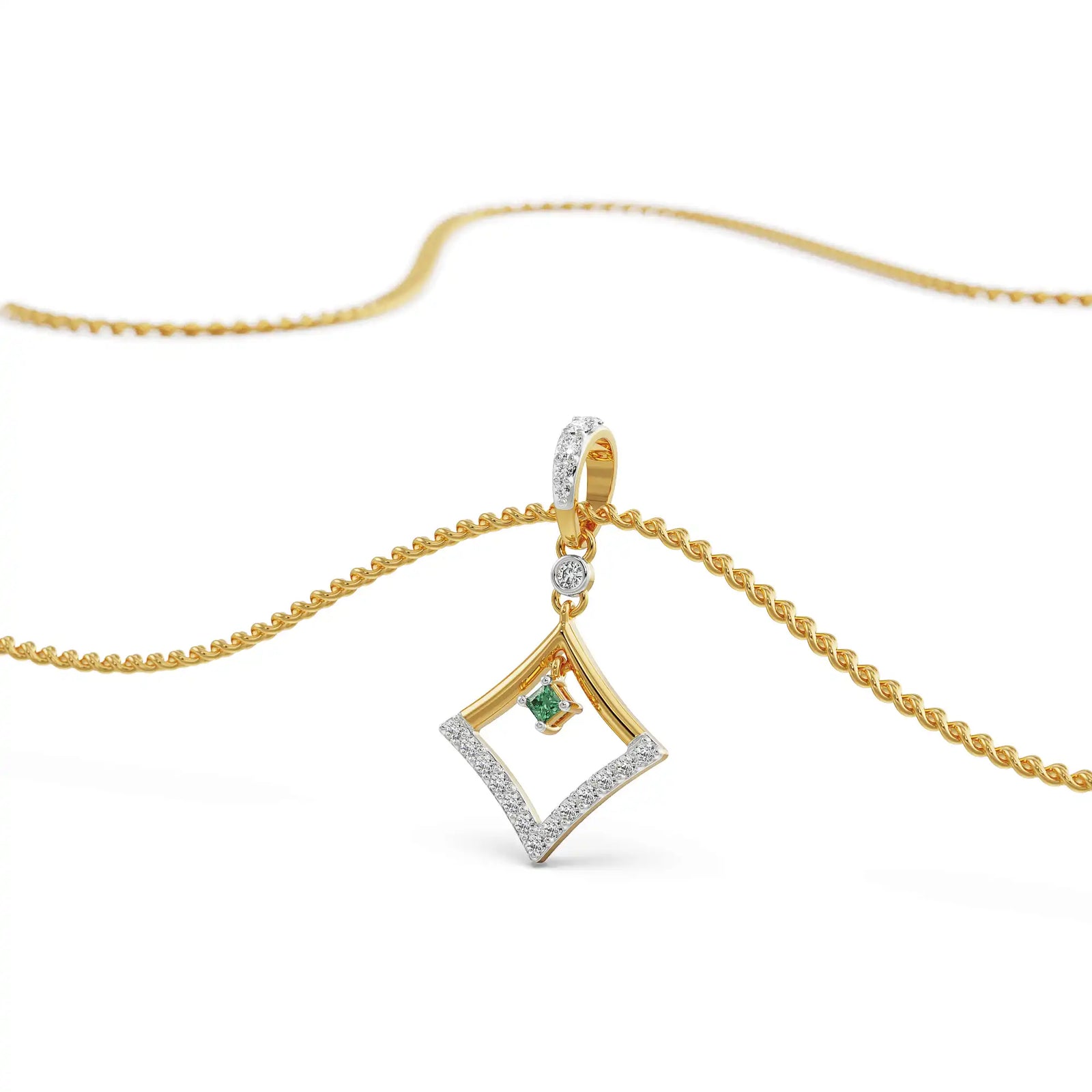 Elegant Emerald Lab Grown Diamond Pendant_in-stock