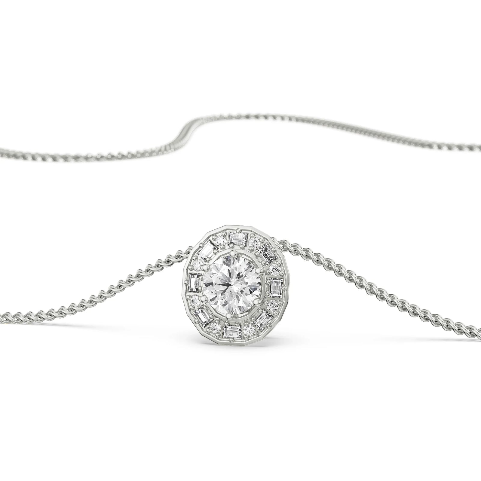 Radiant Cascade Diamond Pendant Prospective View