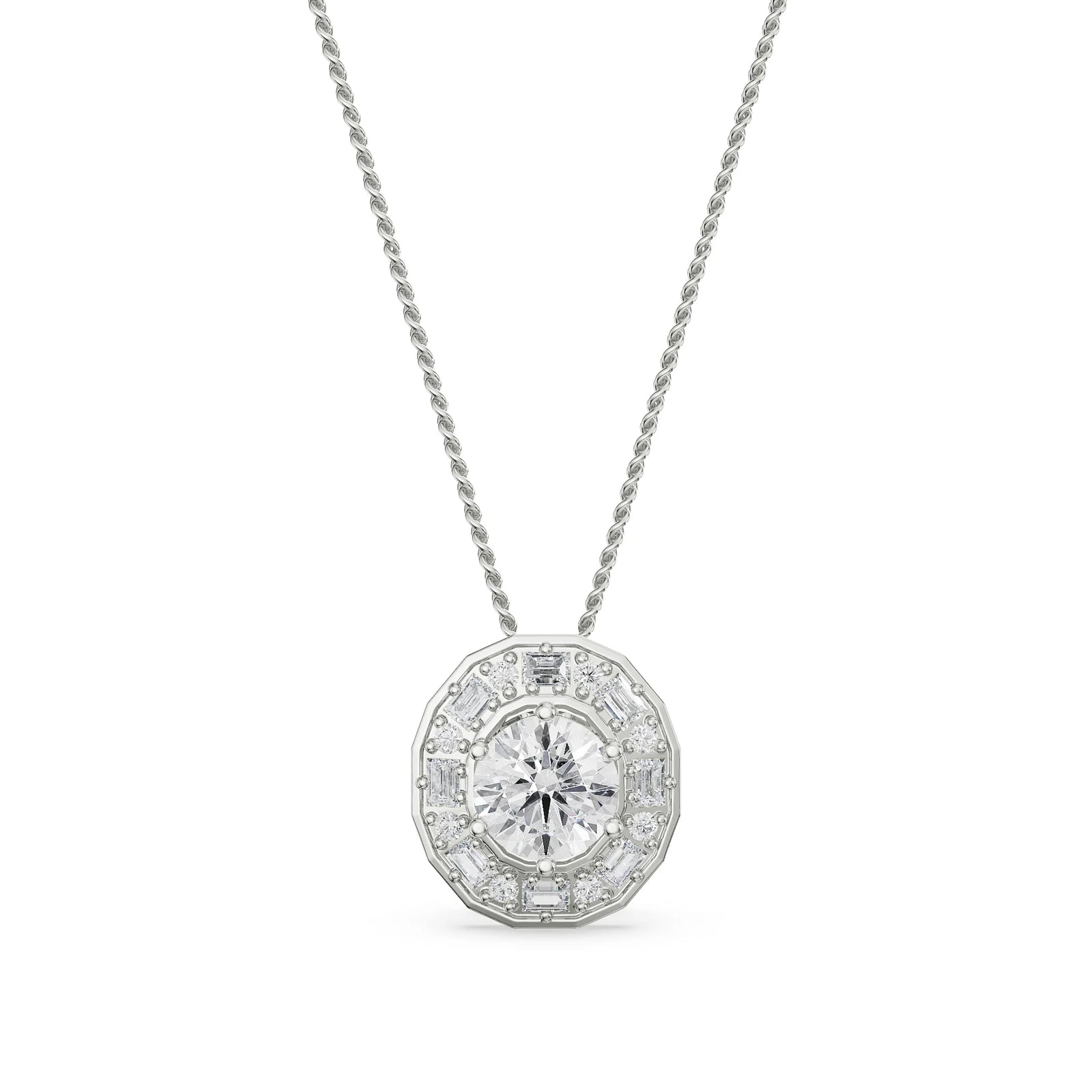 Radiant Cascade Diamond Pendant Front View