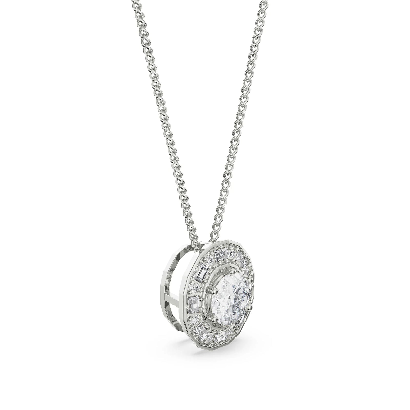 Radiant Cascade Diamond Pendant Side View