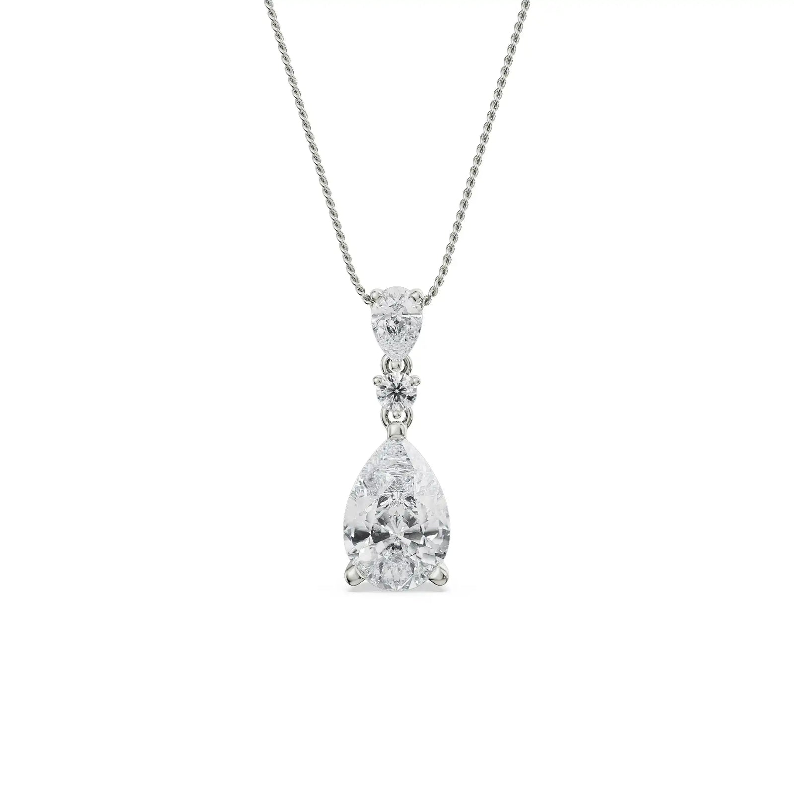 Pear Diamond Drop Pendant Front View