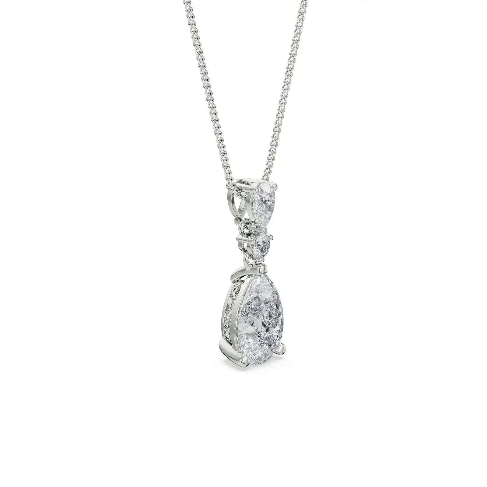 Pear Diamond Drop Pendant Side View