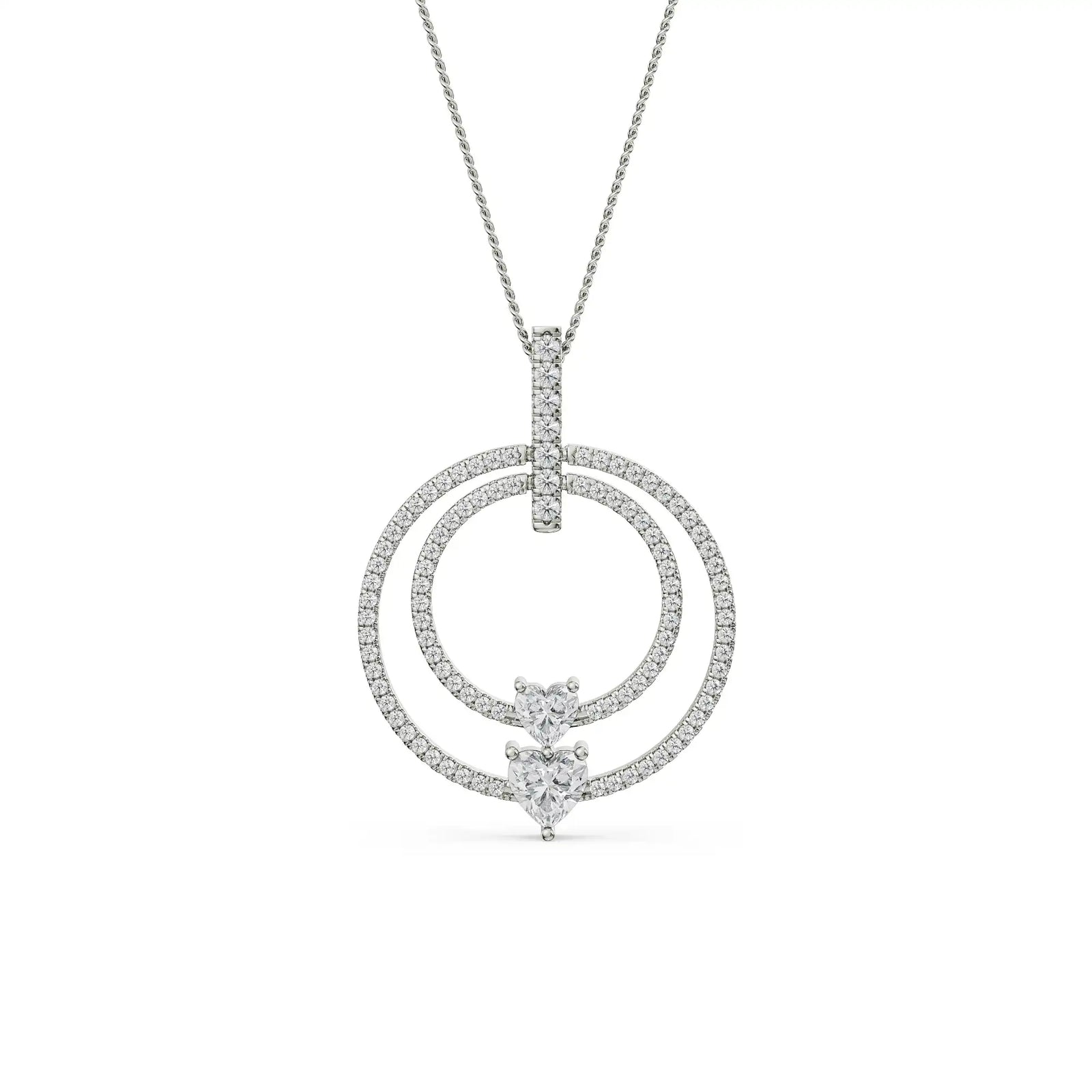 Circle-Heart Diamond Pendant Front View
