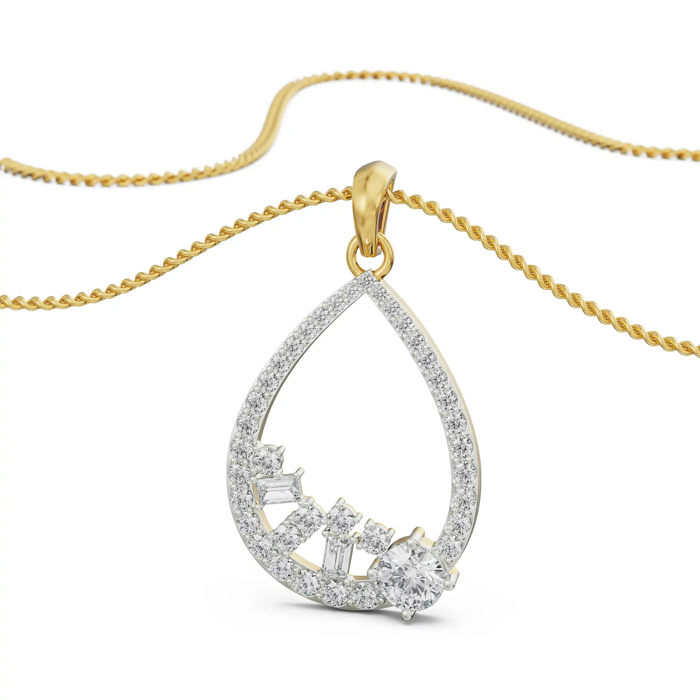 Cluster Drop Lab Grown Diamond Pendant 9KT