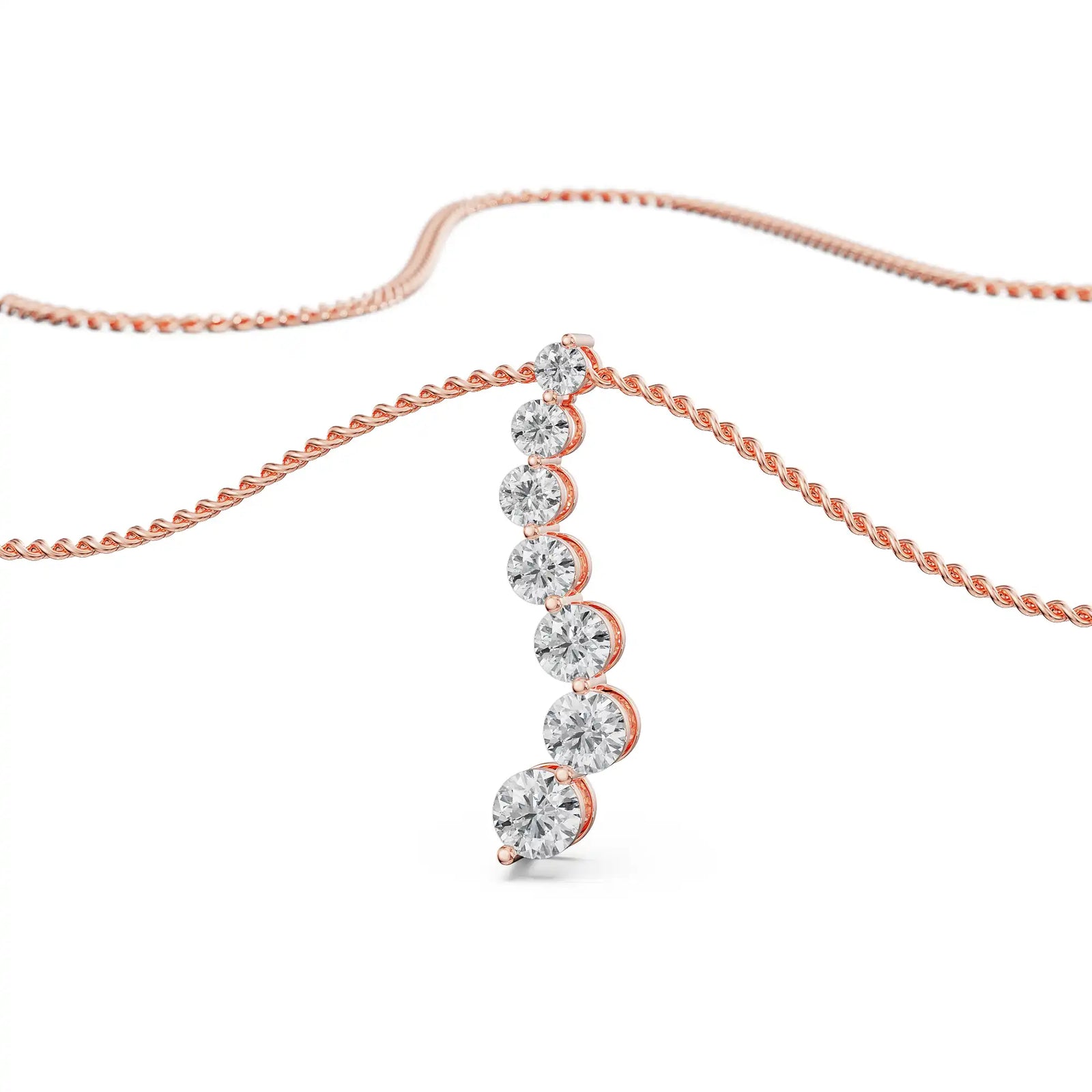 Round Solitaire Journey Pendant Prospective View in 9KT
