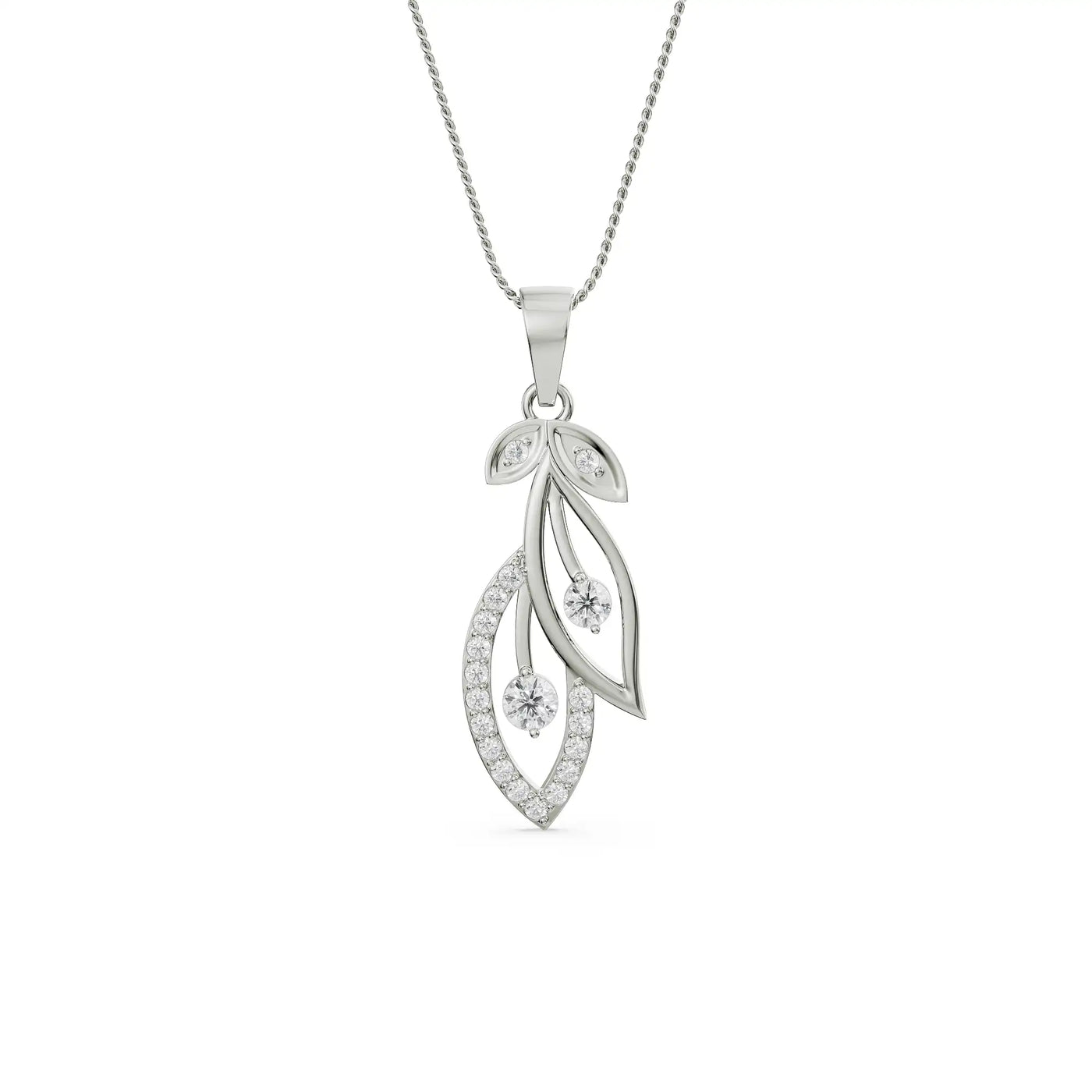 Petal Cascade Diamond Pendant 9KT