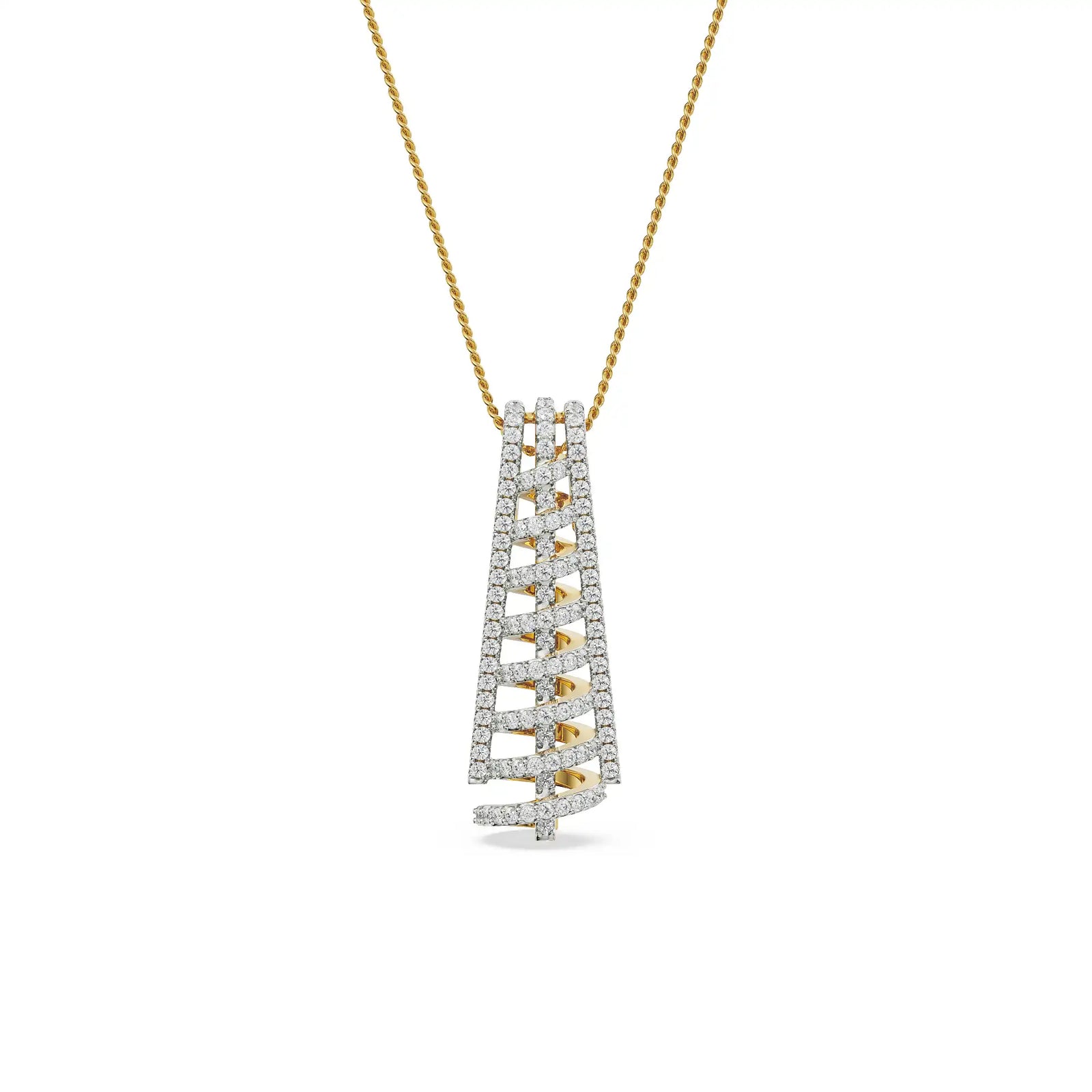 Spiral Drop Diamond Pendant Front View