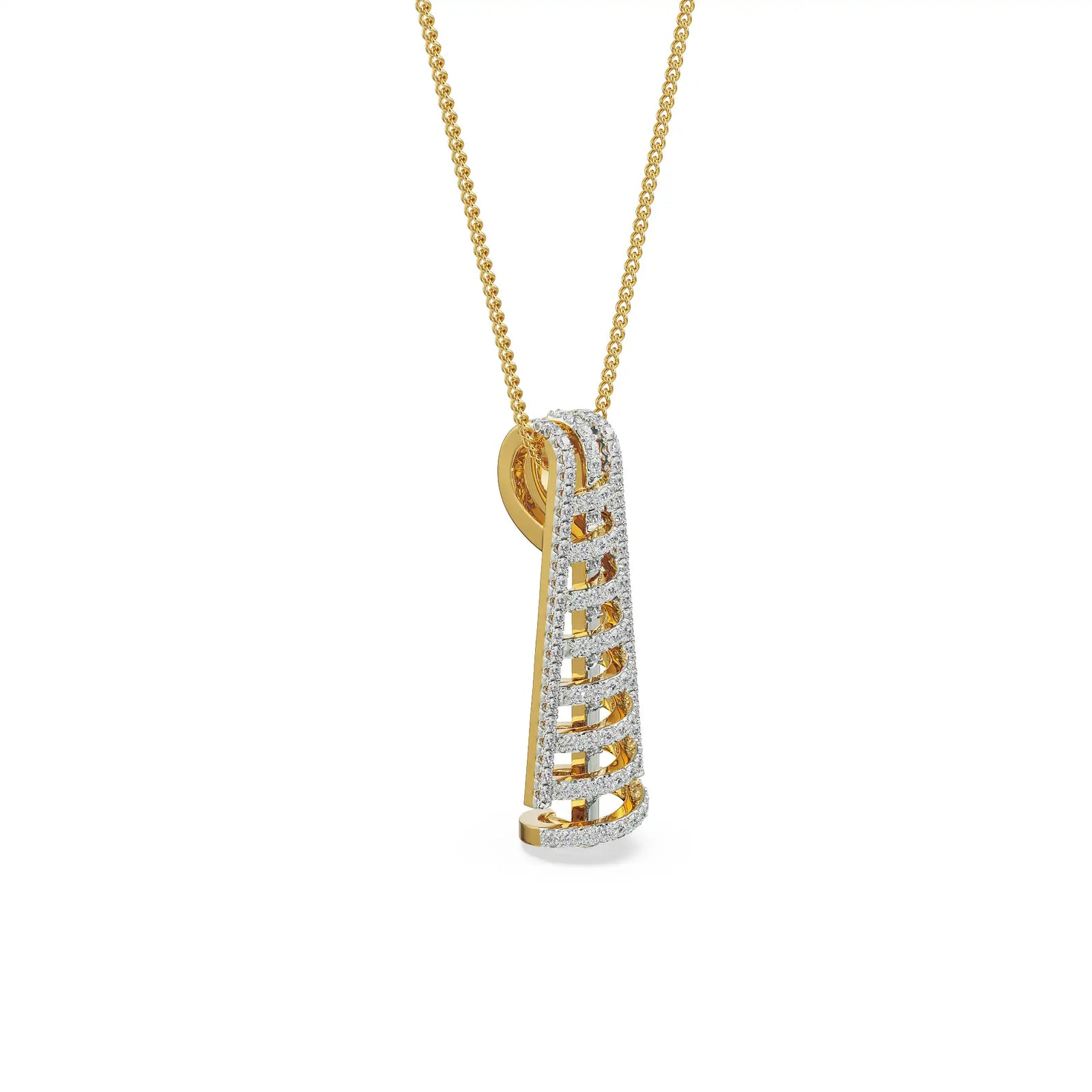 Spiral Drop Diamond Pendant Side View