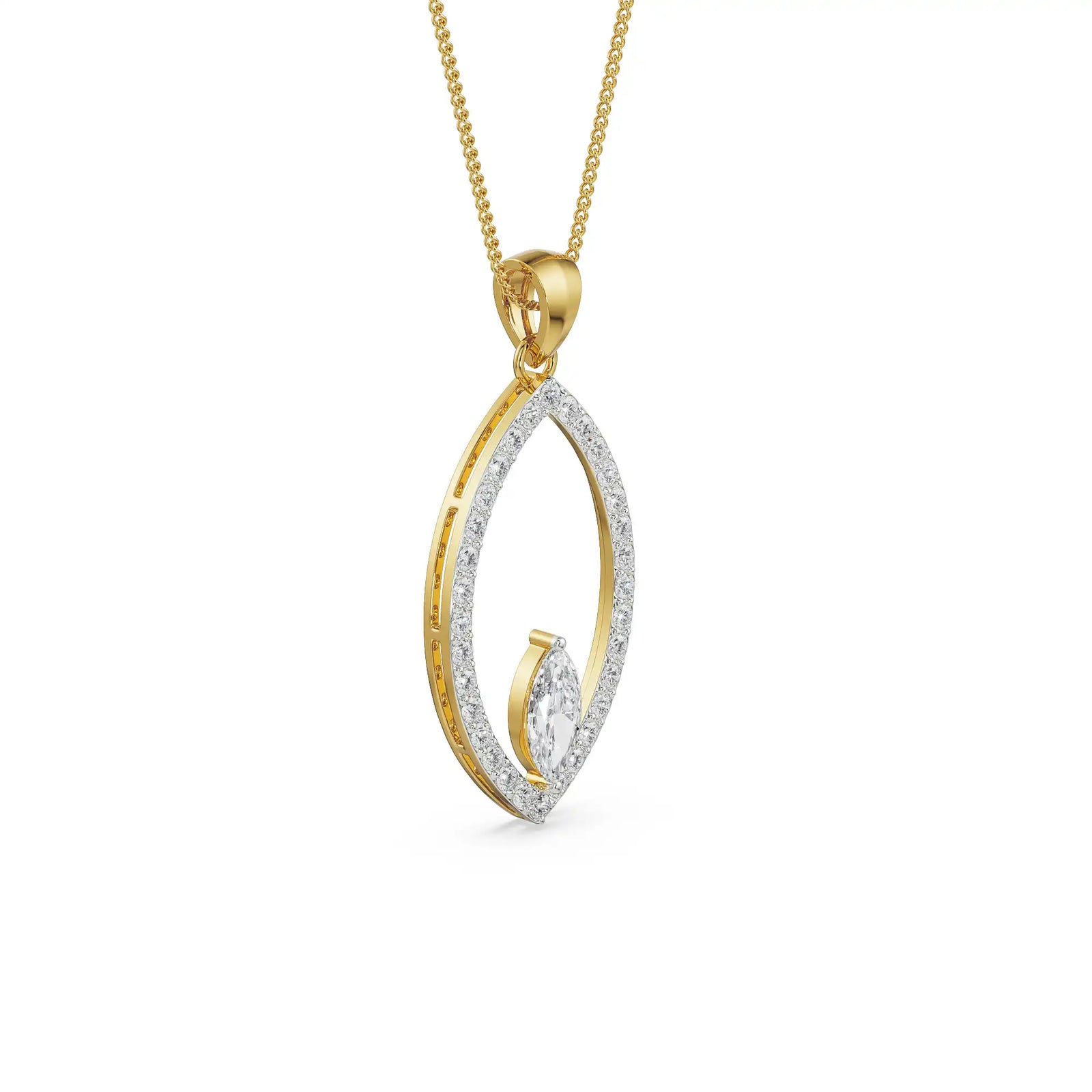 Marquise Diamond Pendant Side View