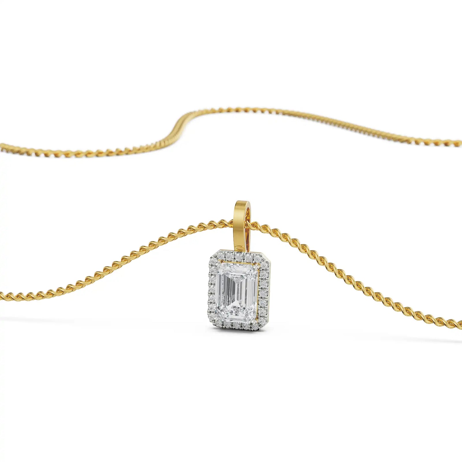Shiny Halo Diamond Pendant Prospective view