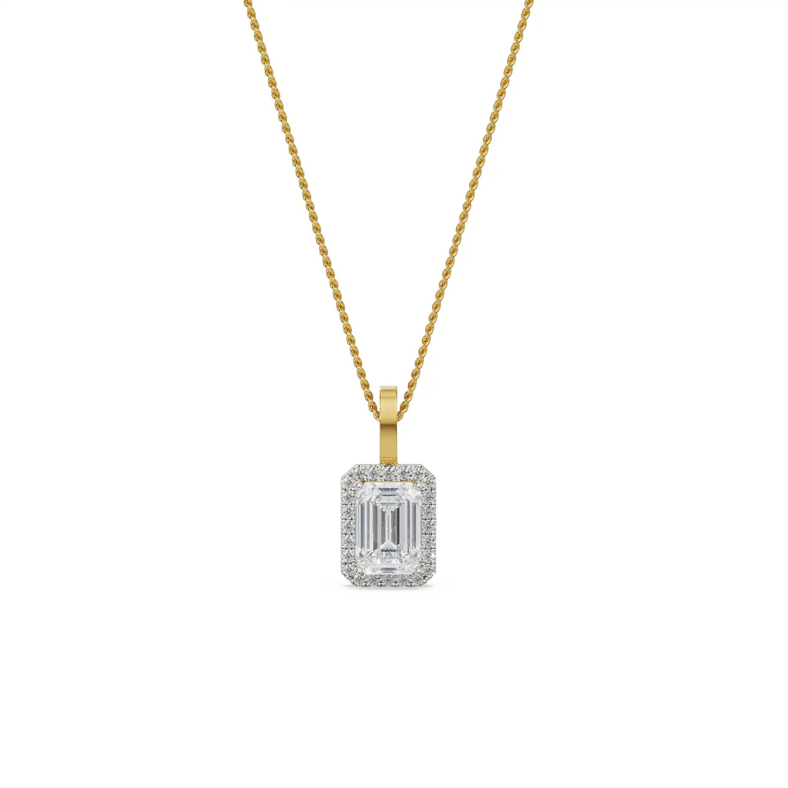 Shiny Halo Diamond Pendant Front View