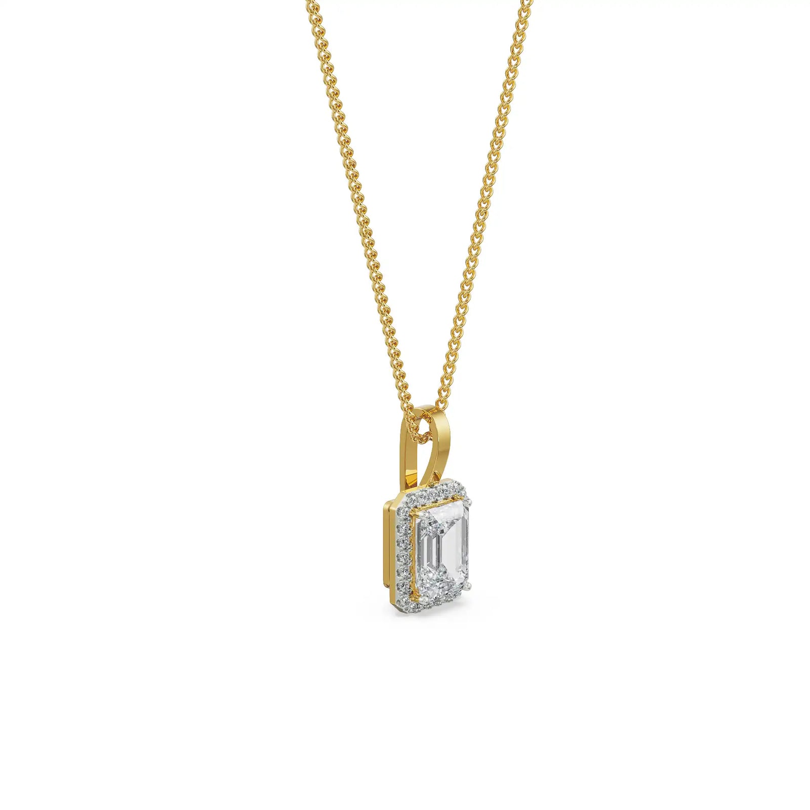 Shiny Halo Diamond Pendant Side View