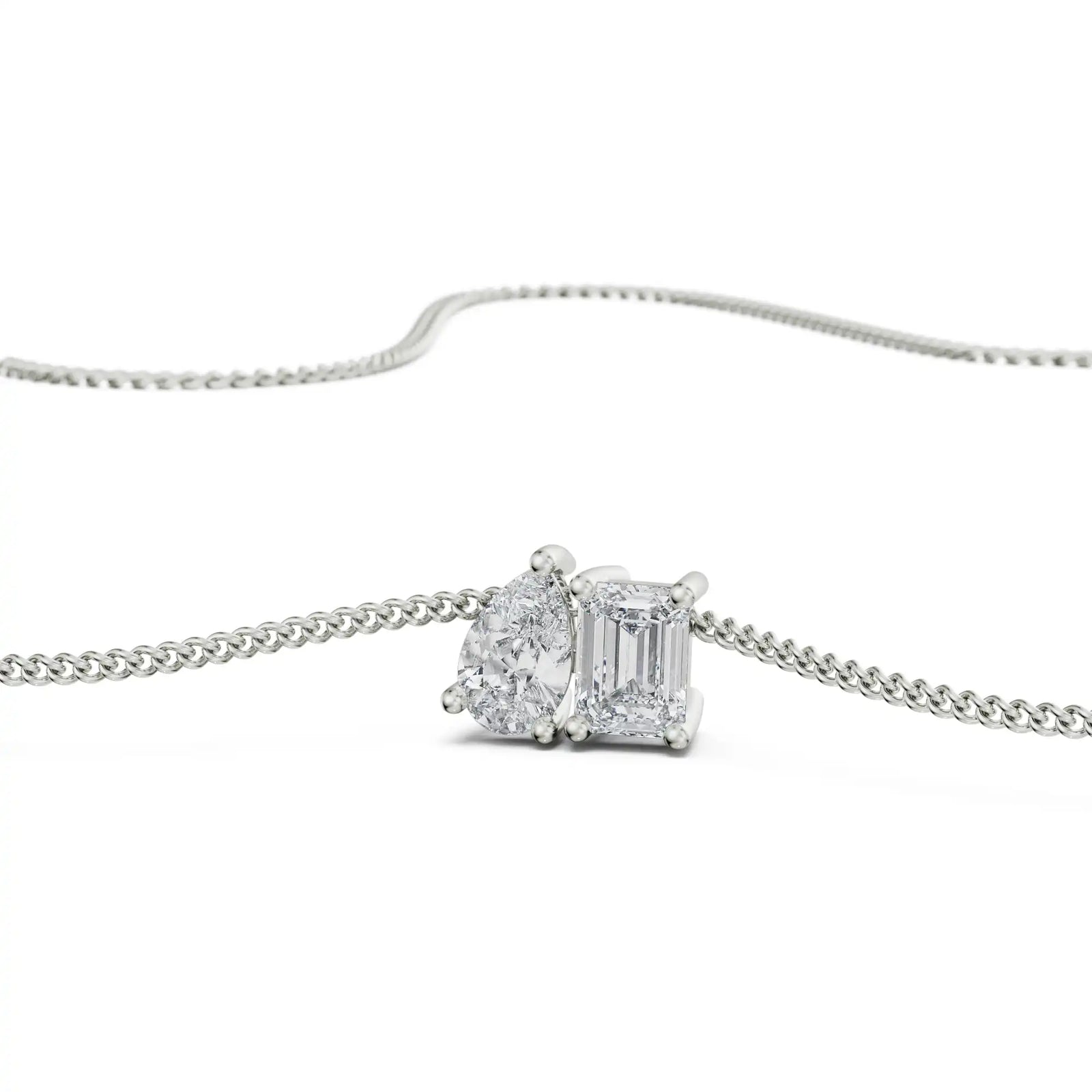 Two Stone Diamond Pendant Prospective View in 9KT