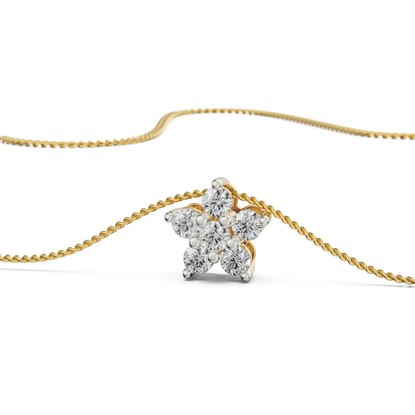 Mosi Leaf Diamond Pendant Prospective View in 9KT