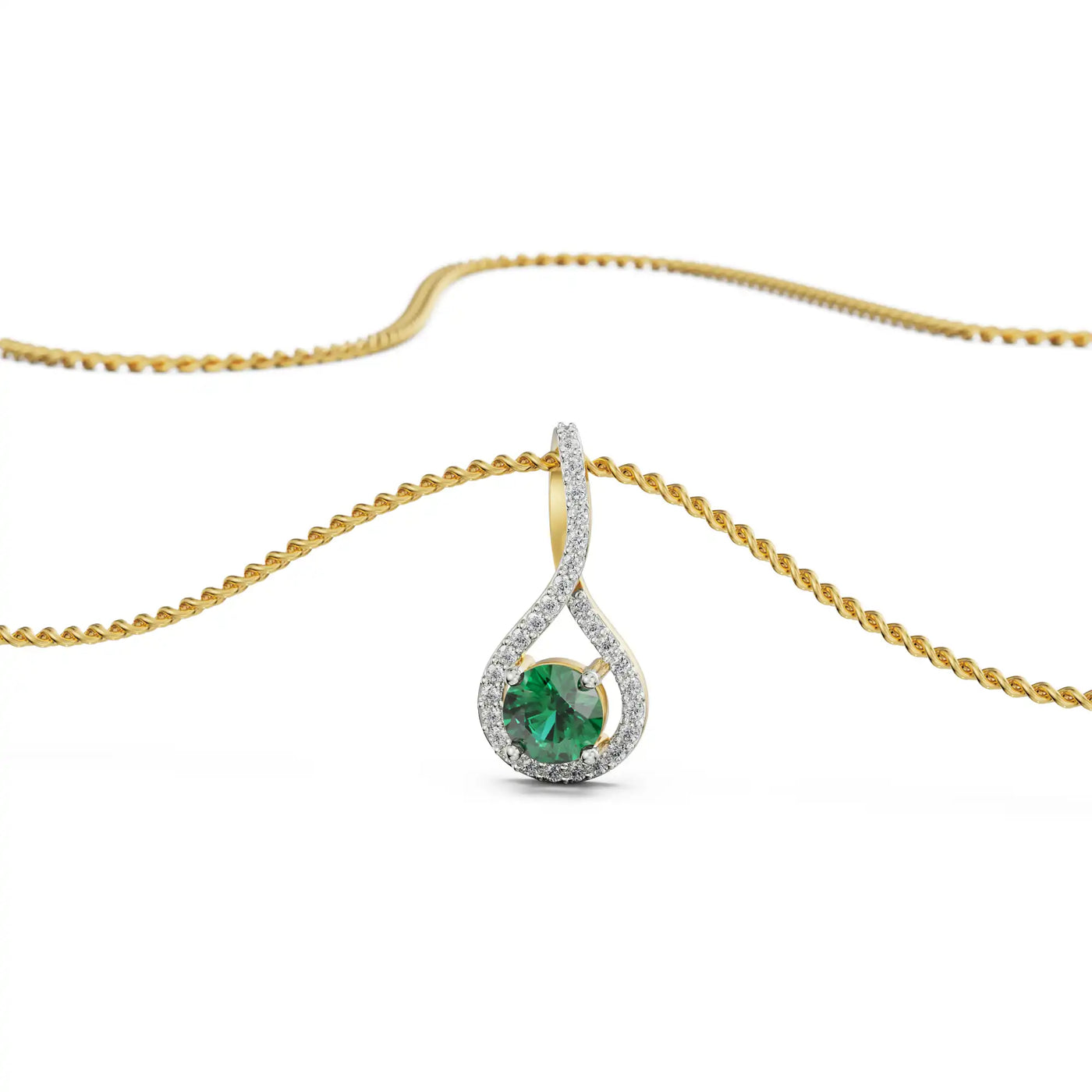 Emerald Pave Lab Grown Diamond Pendant 9KT