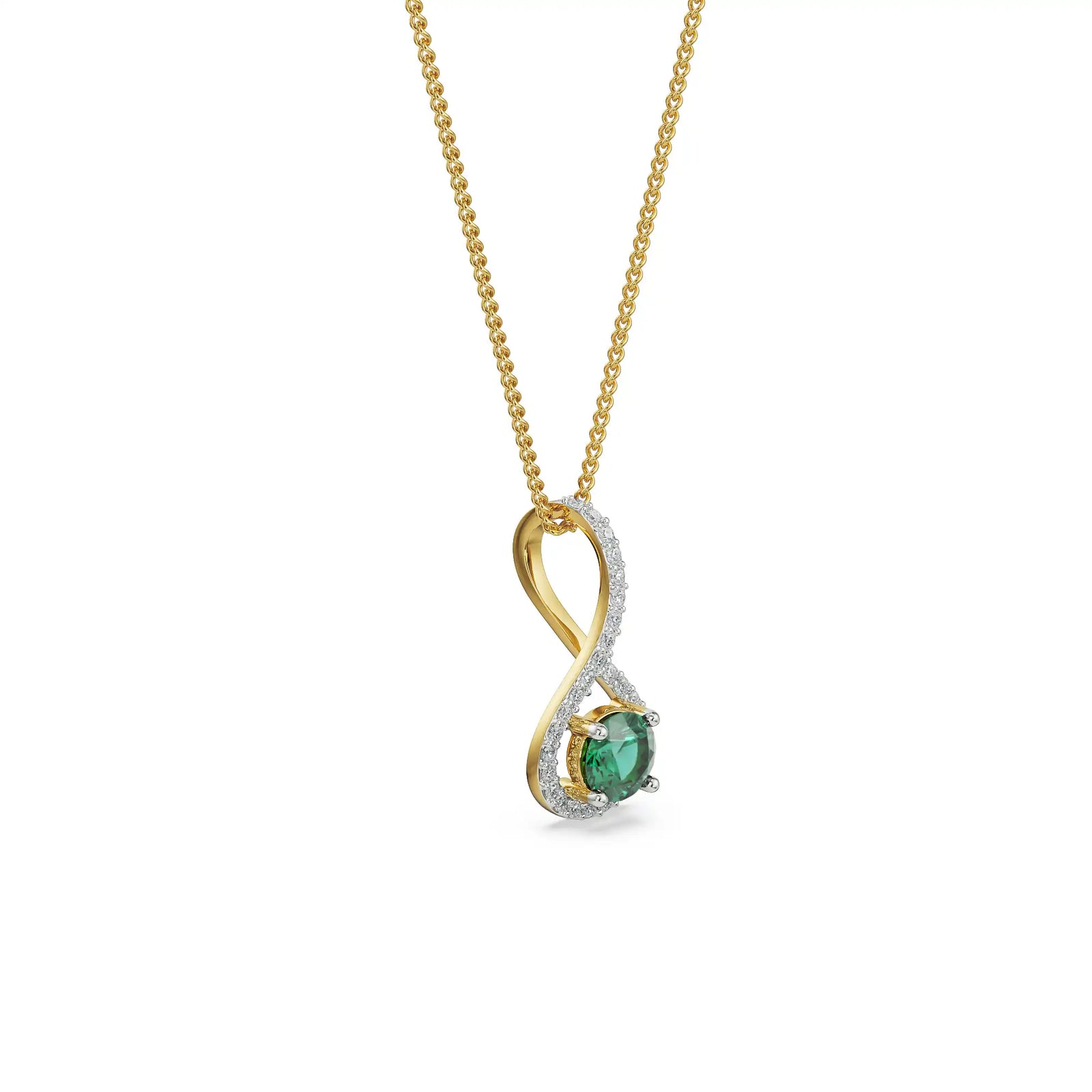 Emerald Pave Diamond Pendant Side View