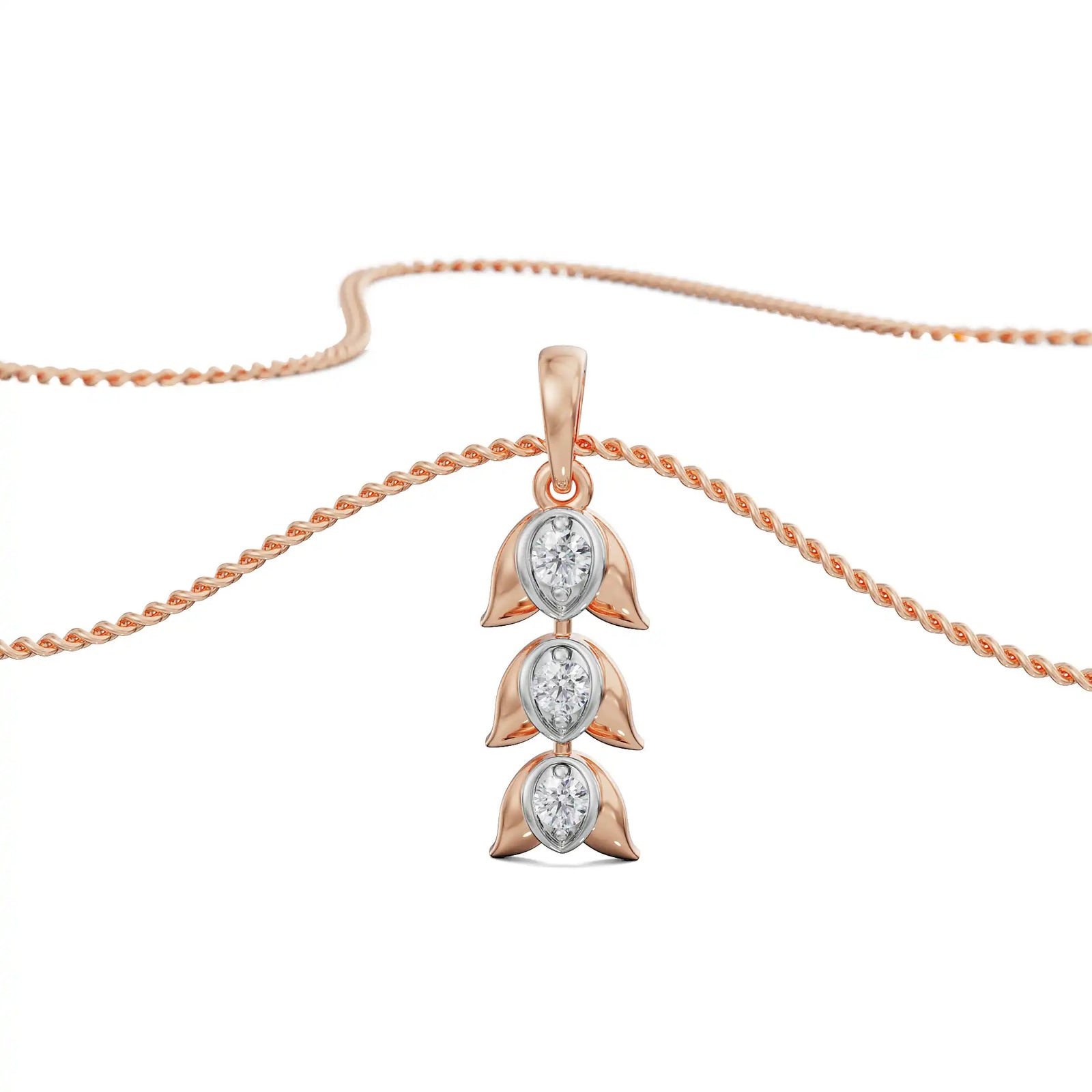 Aurora Diamond Pendant Prospective View in 9KT