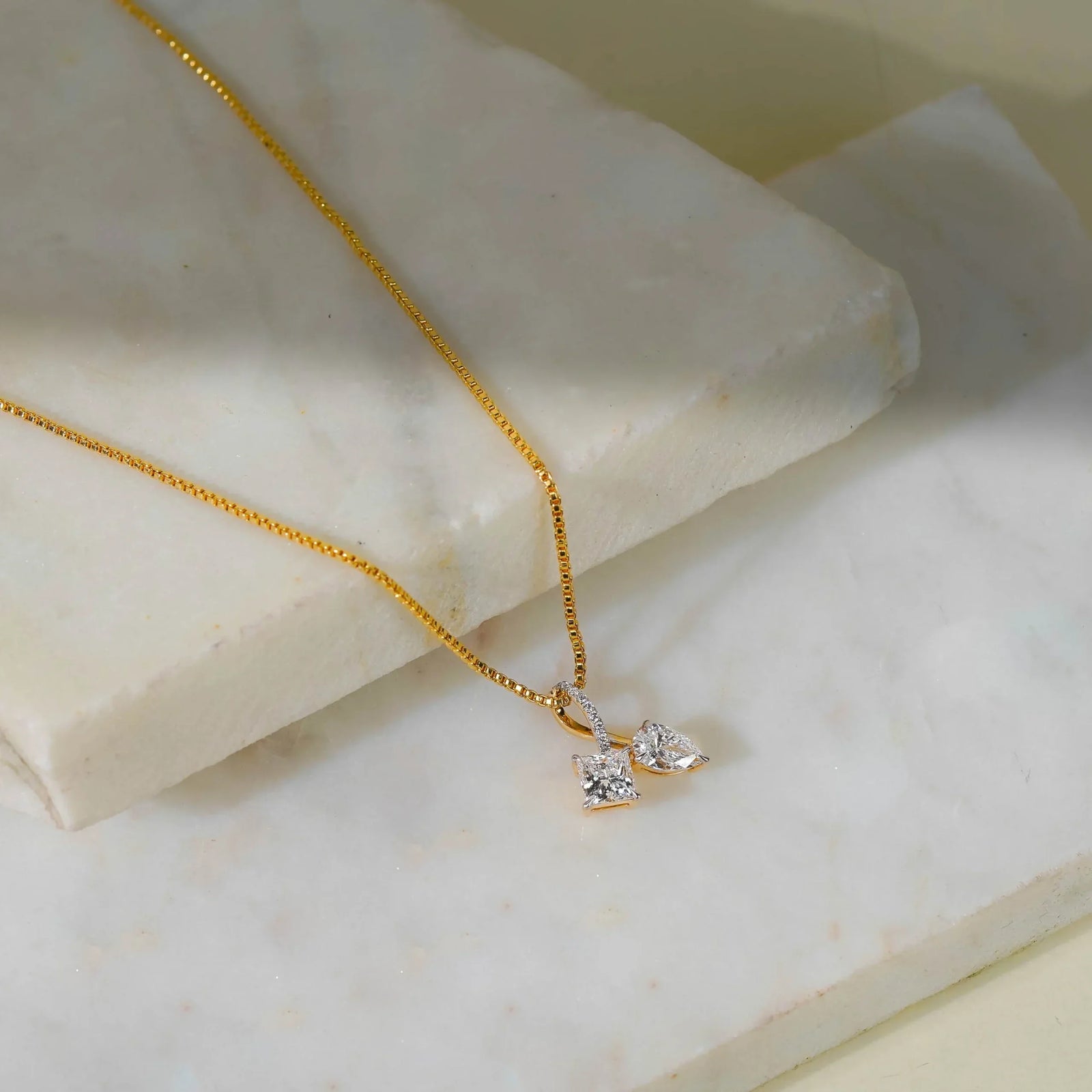 Square Pear Diamond Pendant Prospective View