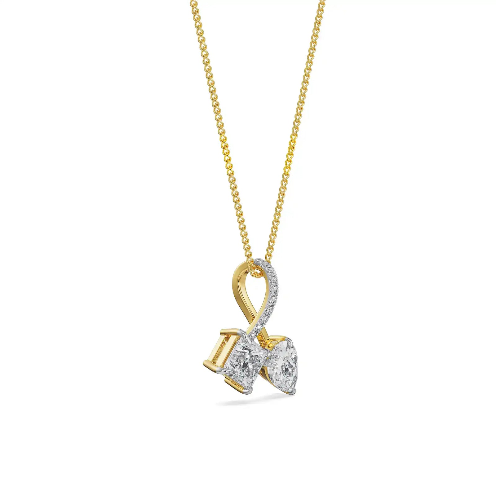 Square Pear Diamond Pendant Side View