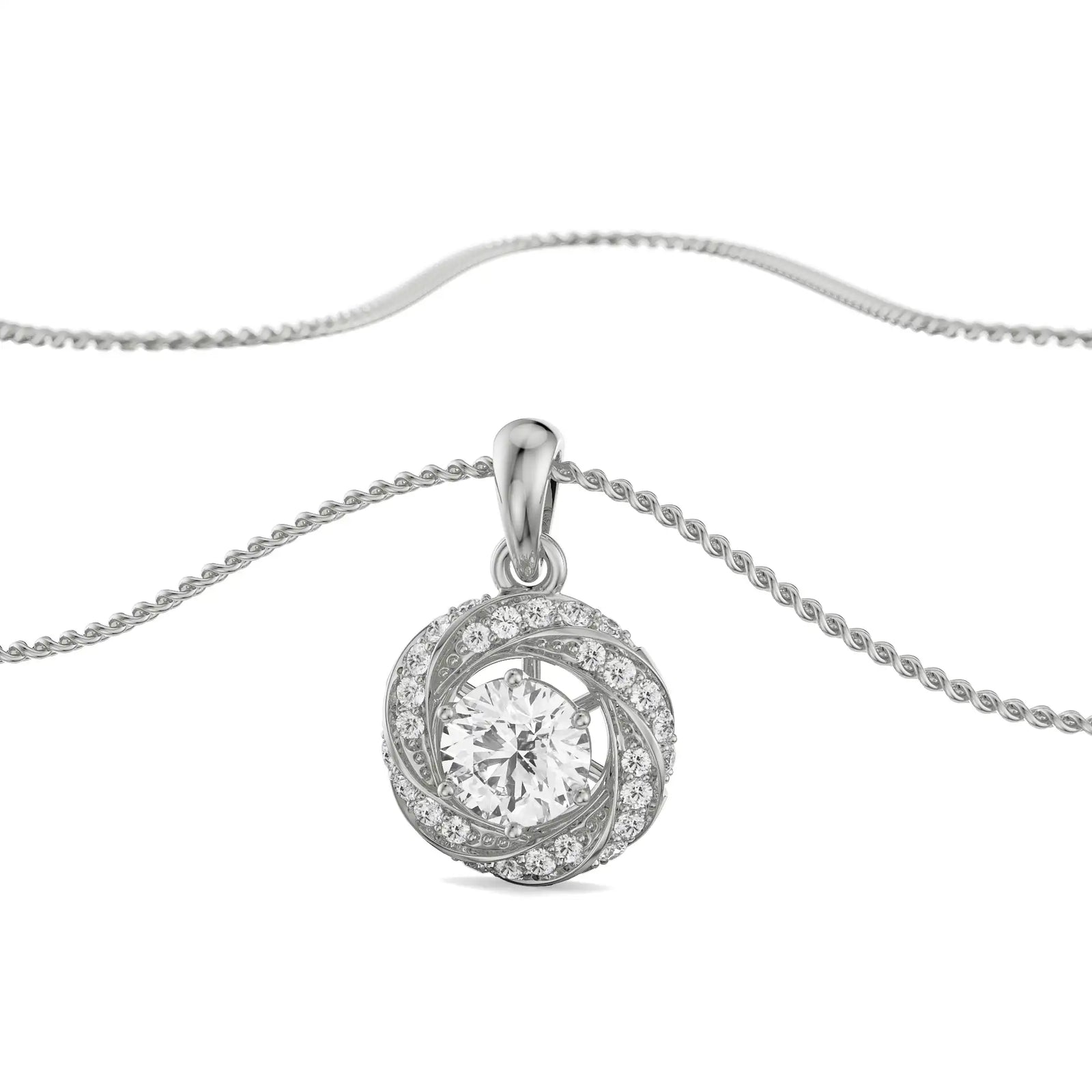 Swirl Diamond Pendant Side View