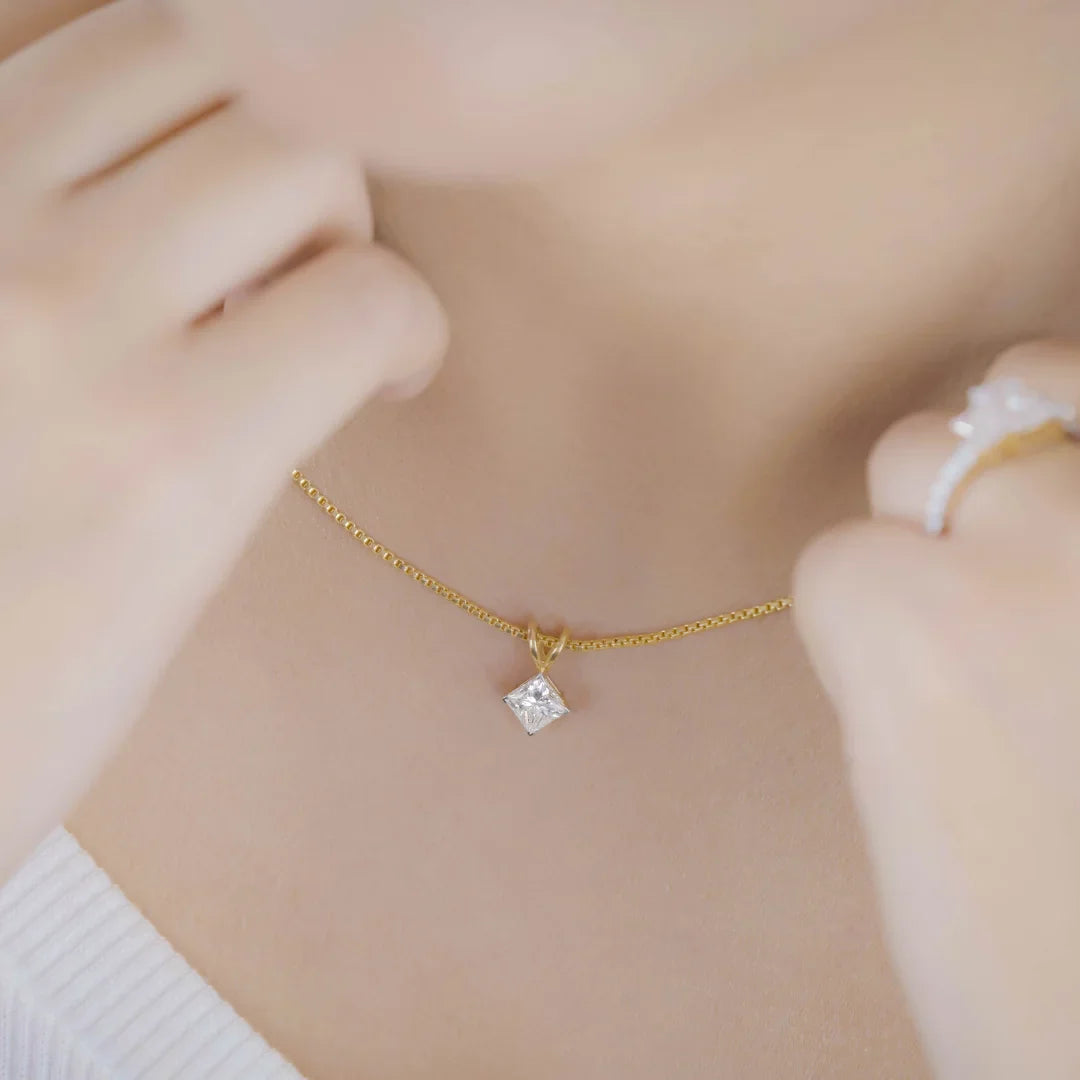 1 CT Princess Cut Lab Diamond Pendant_in_stock