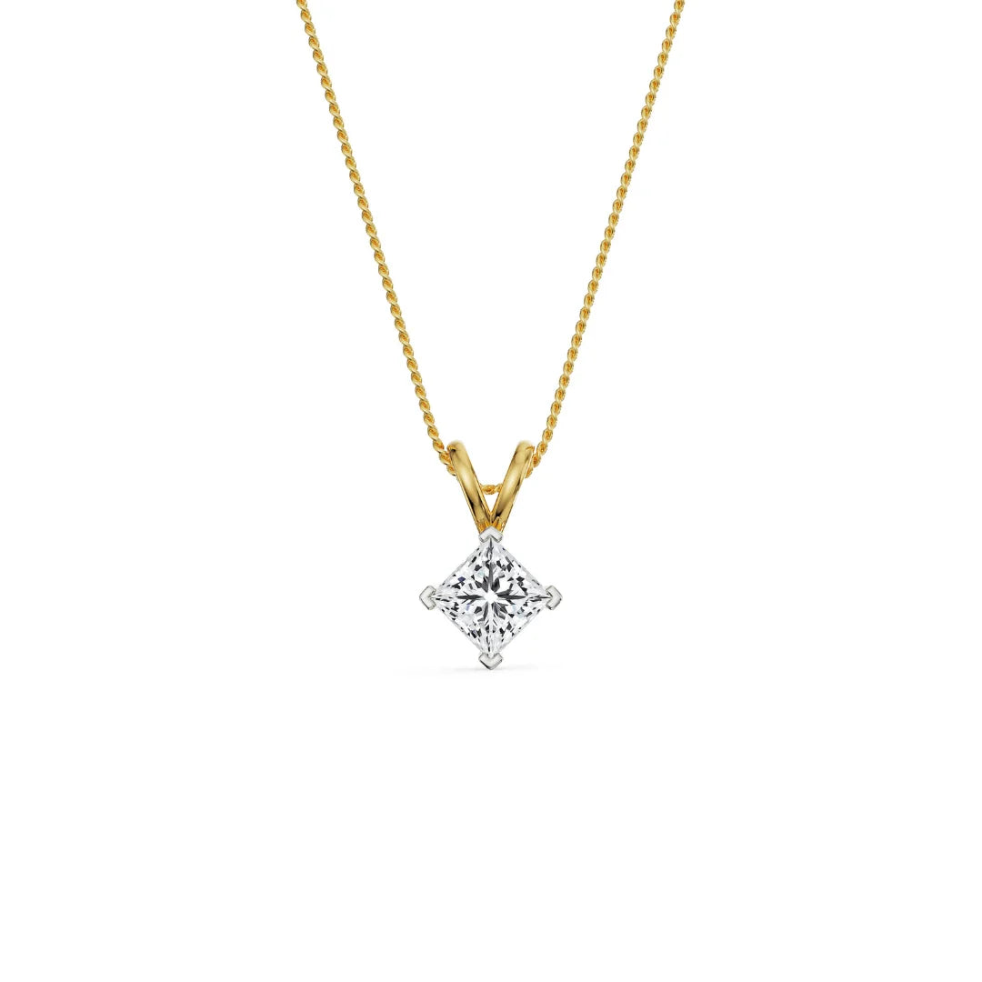 1 CT Princess Cut Lab Diamond Pendant 9KT