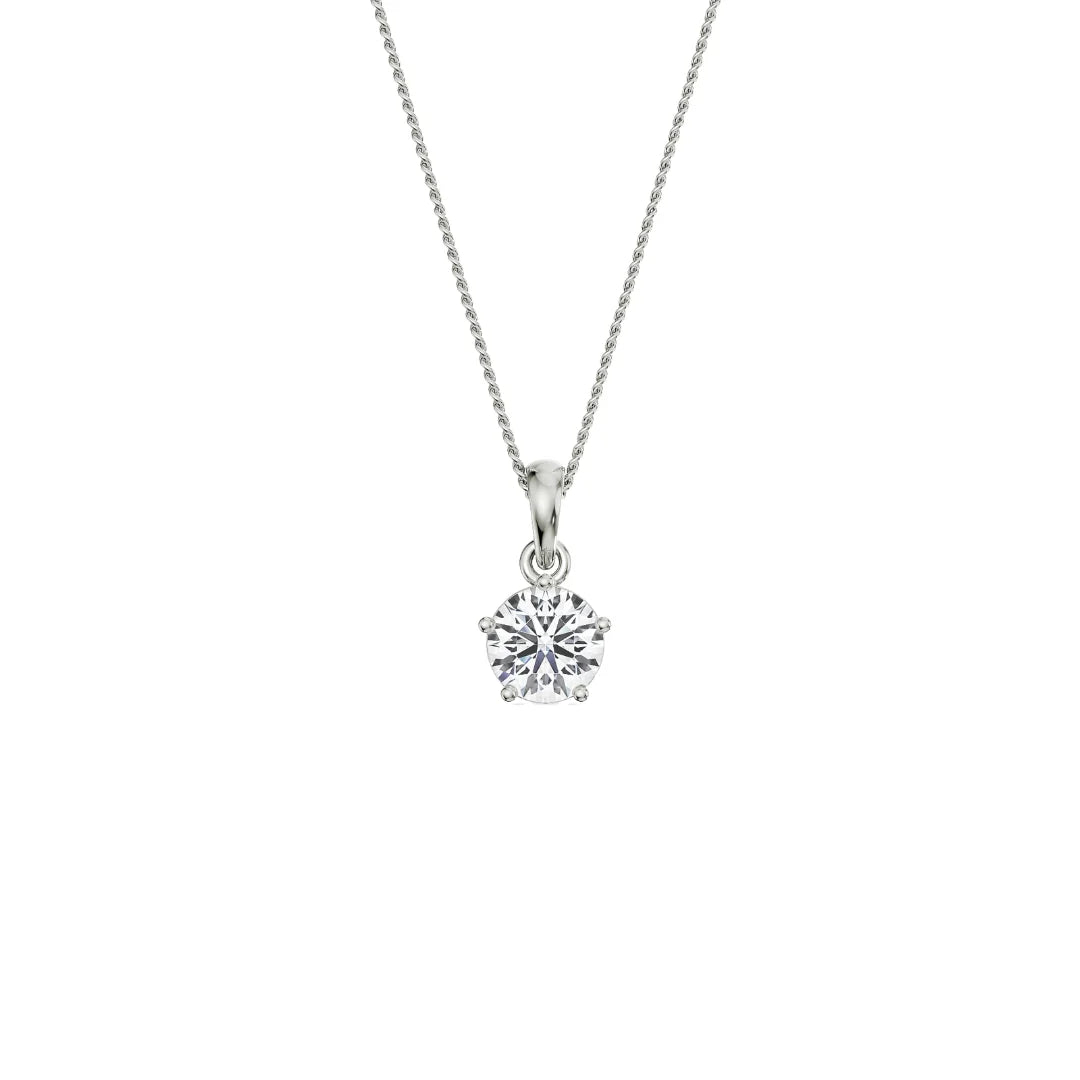 1 CT Round Lab Grown Diamond Solitaire Pendant - top view