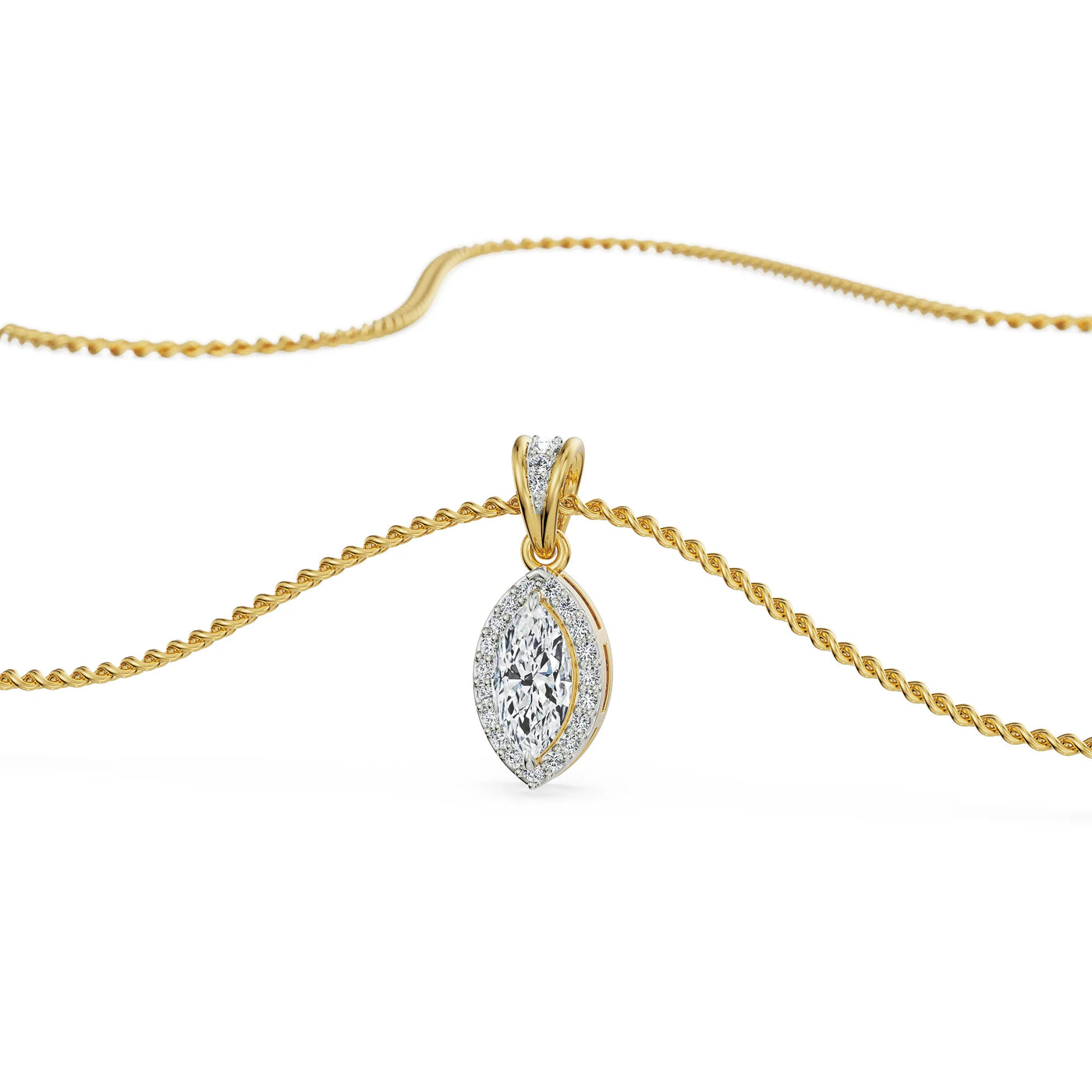 0.5 CT Marquise Halo Lab Diamond Pendant_in_stock